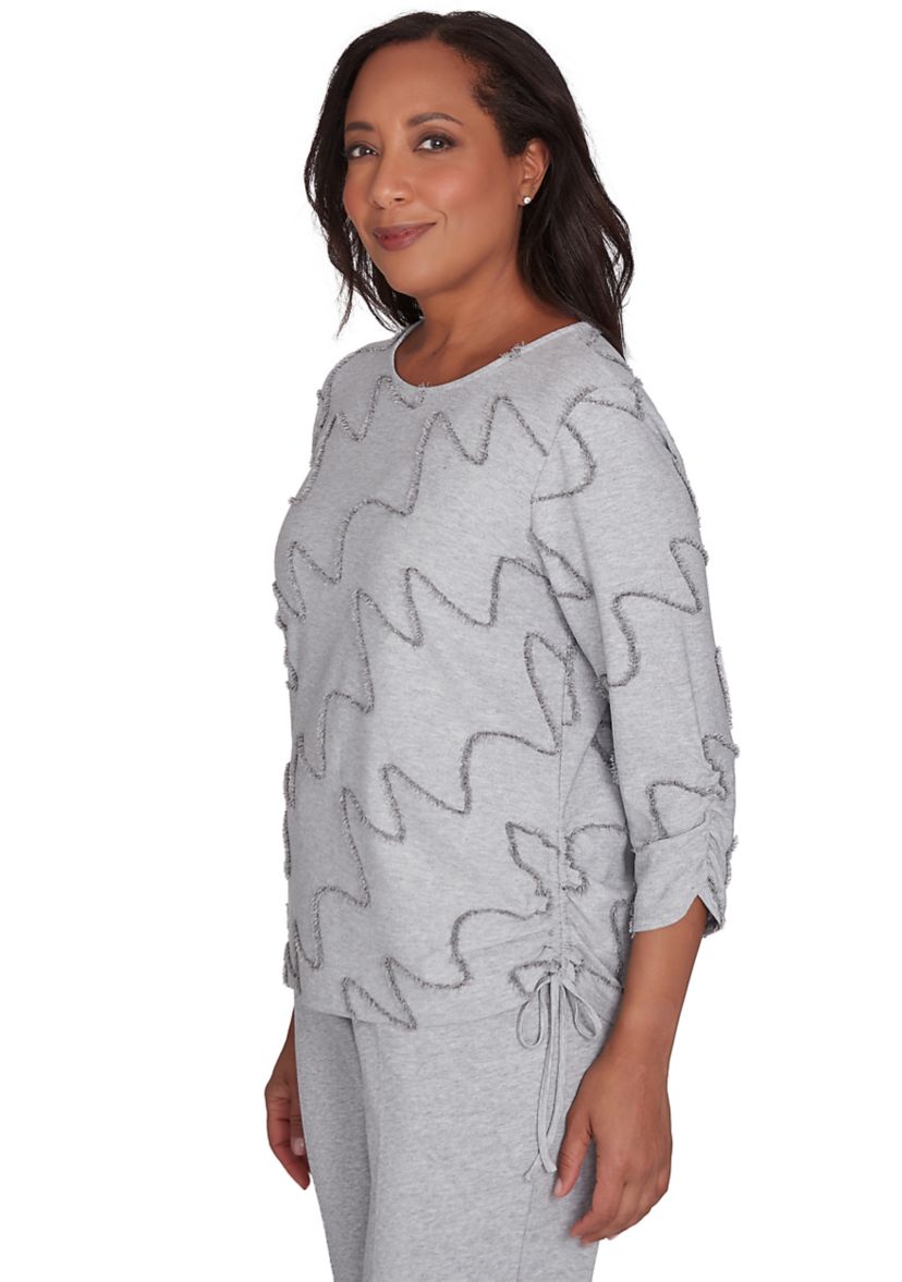 Petite Casual Fridays Eyelash Diagonal Texture Top