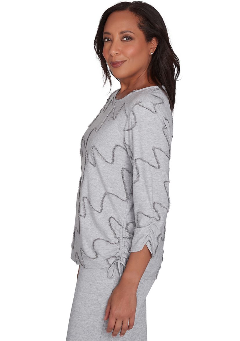 Petite Casual Fridays Eyelash Diagonal Texture Top