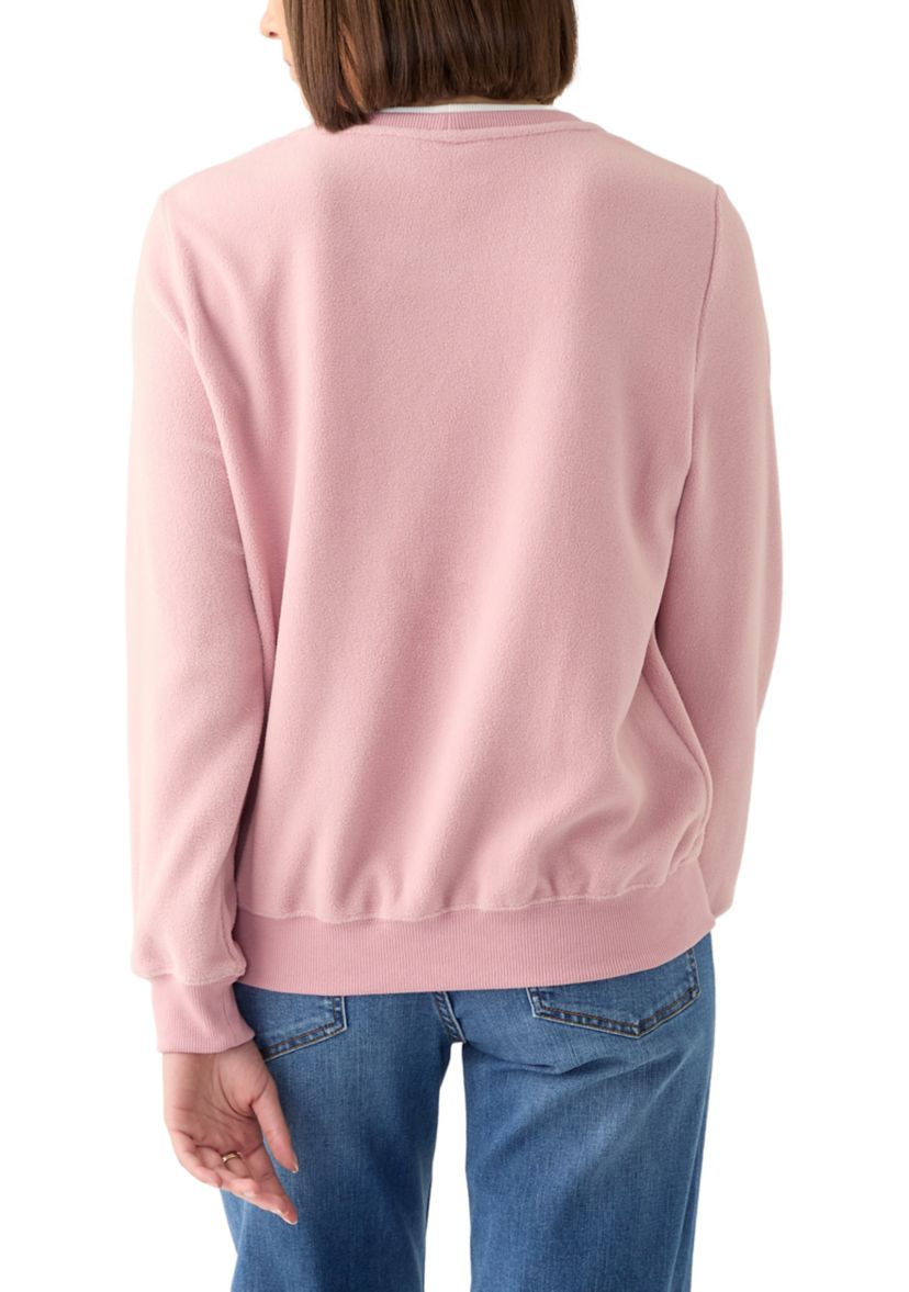 Petite Casual Fridays Sherpa Floral Embroidery Sweater
