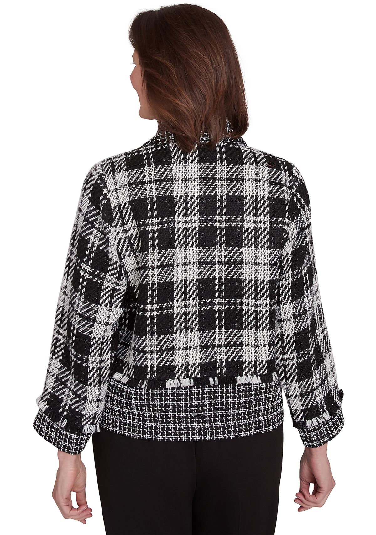 Womens Runway Ready Spliced Bouclé Jacket