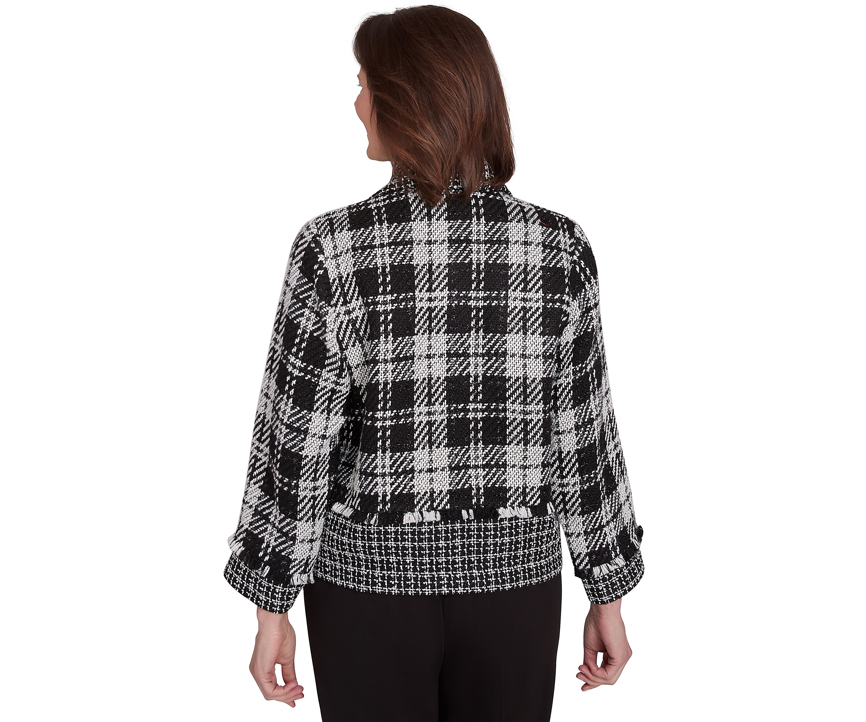 Womens Runway Ready Spliced Bouclé Jacket