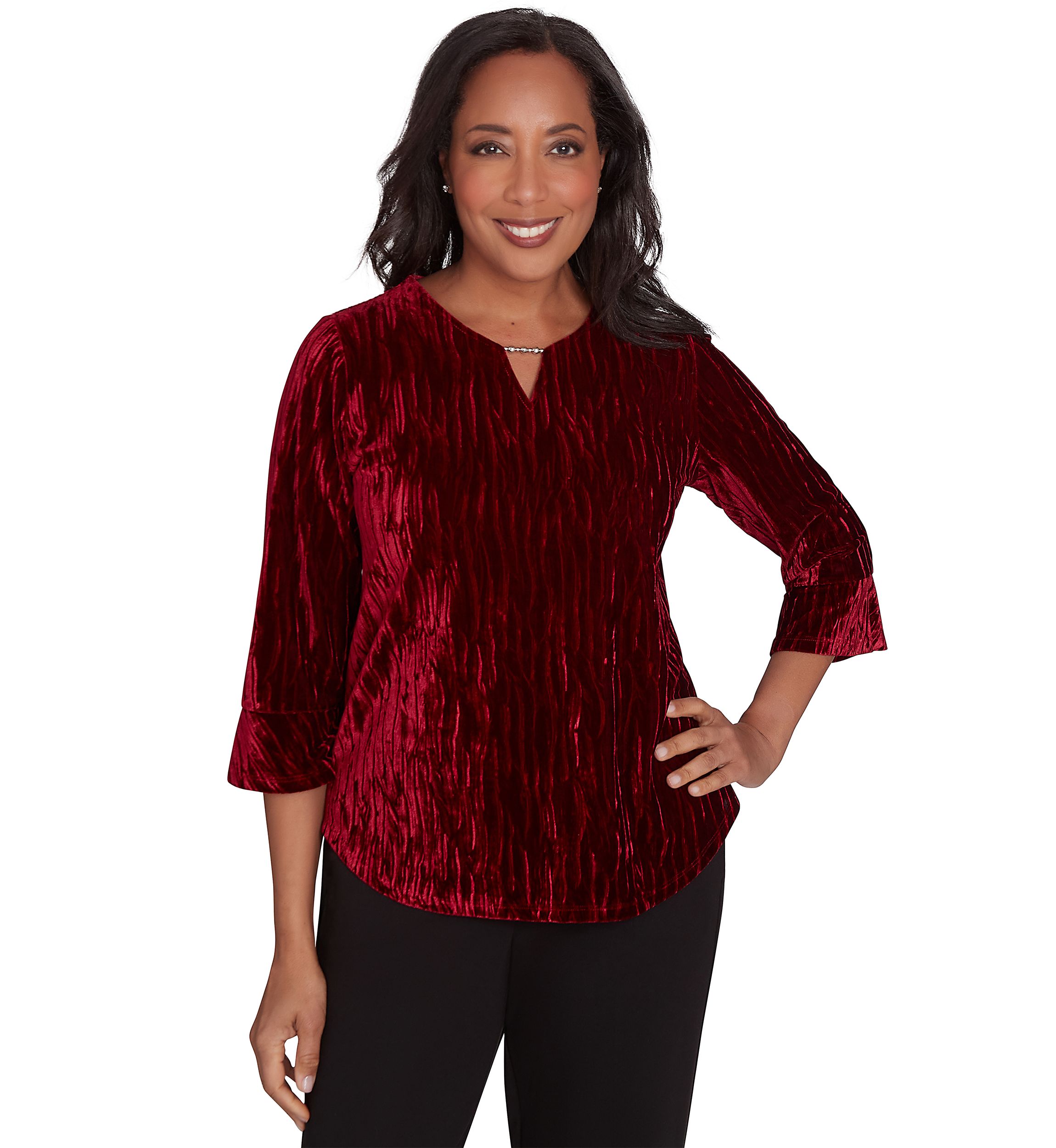 Womens Runway Ready Crushed Velvet Top