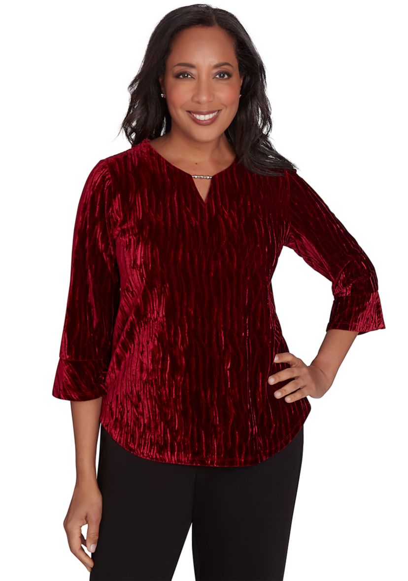 Womens Runway Ready Crushed Velvet Top