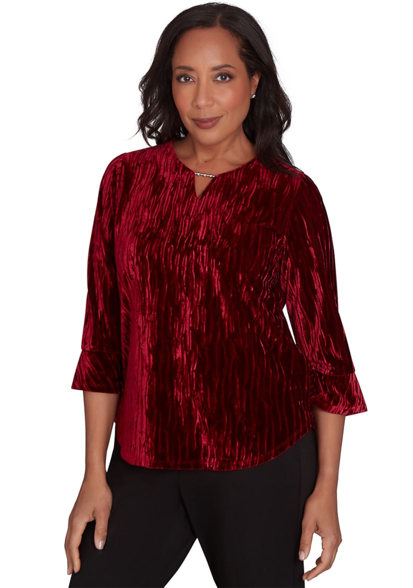Womens Runway Ready Crushed Velvet Top
