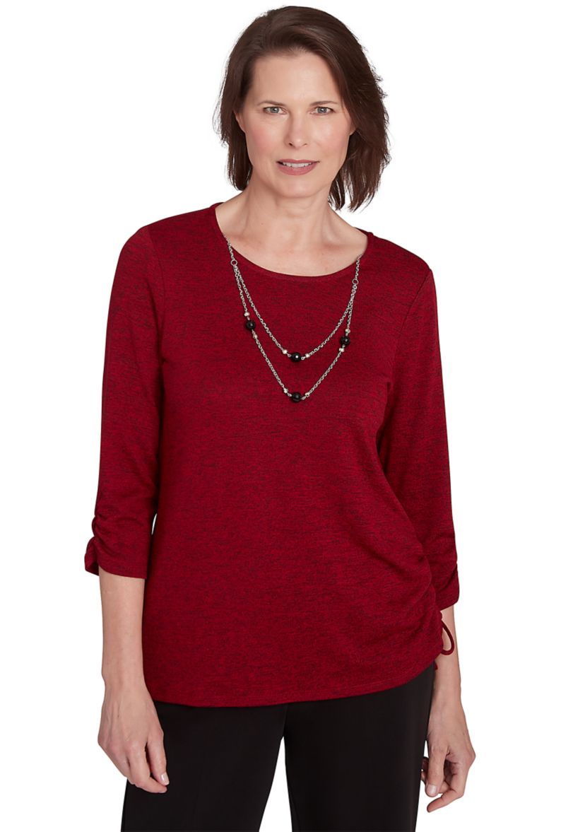 Womens Runway Ready Melange Top with Side Tie