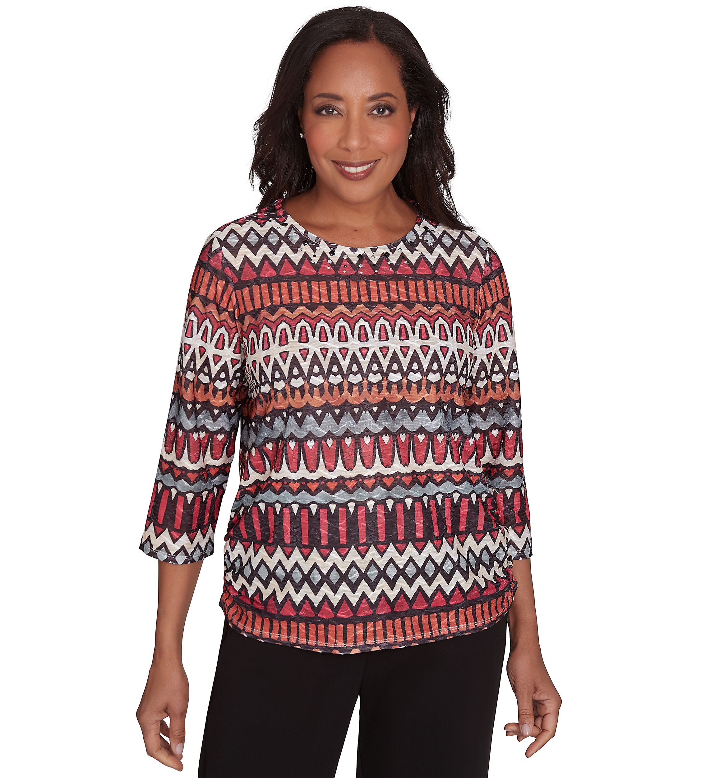Womens Runway Ready Geometric Biadere Top