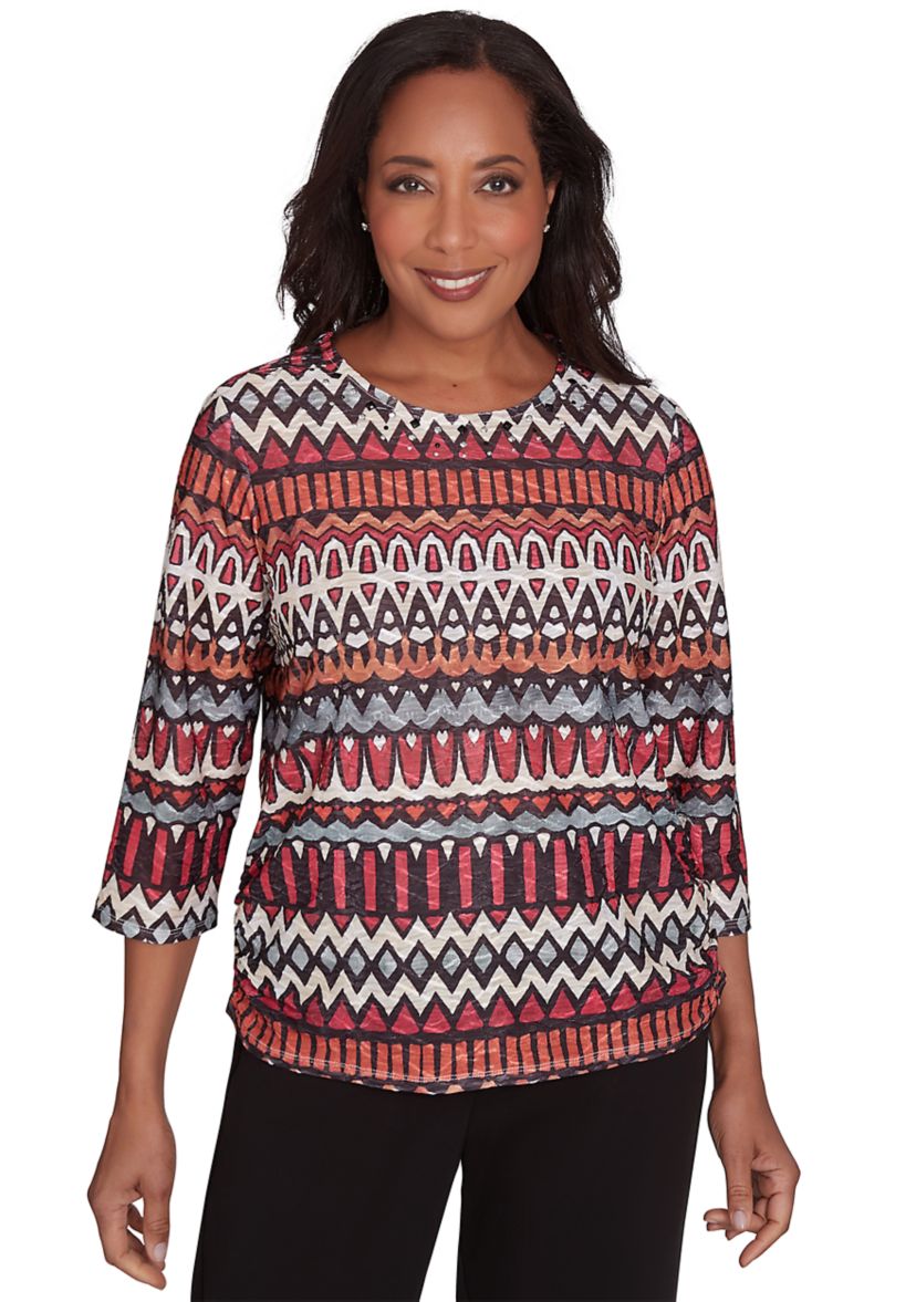 Womens Runway Ready Geometric Biadere Top