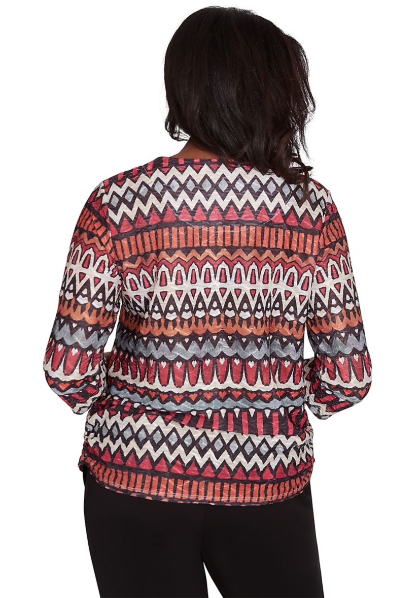 Womens Runway Ready Geometric Biadere Top