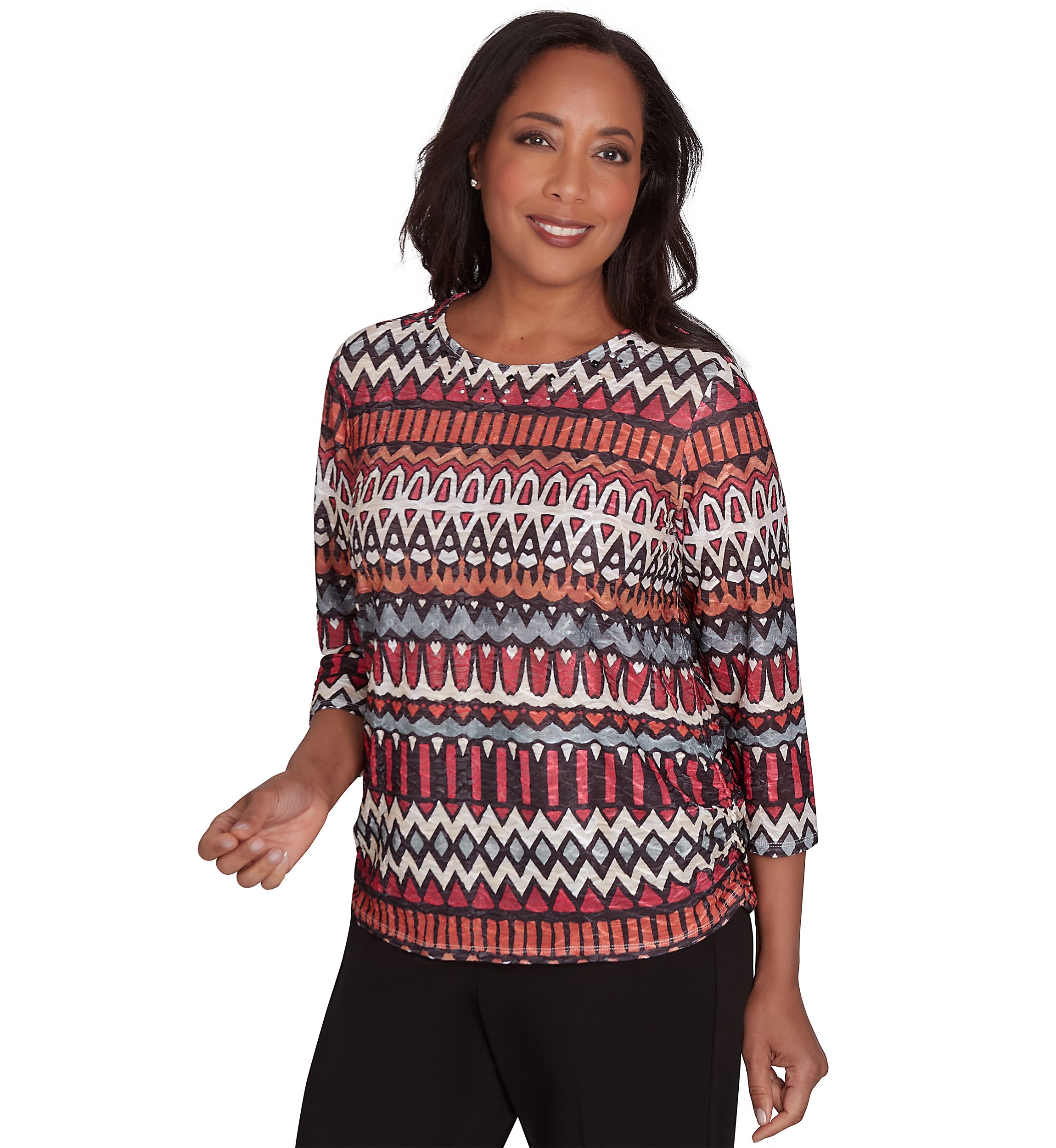 Womens Runway Ready Geometric Biadere Top