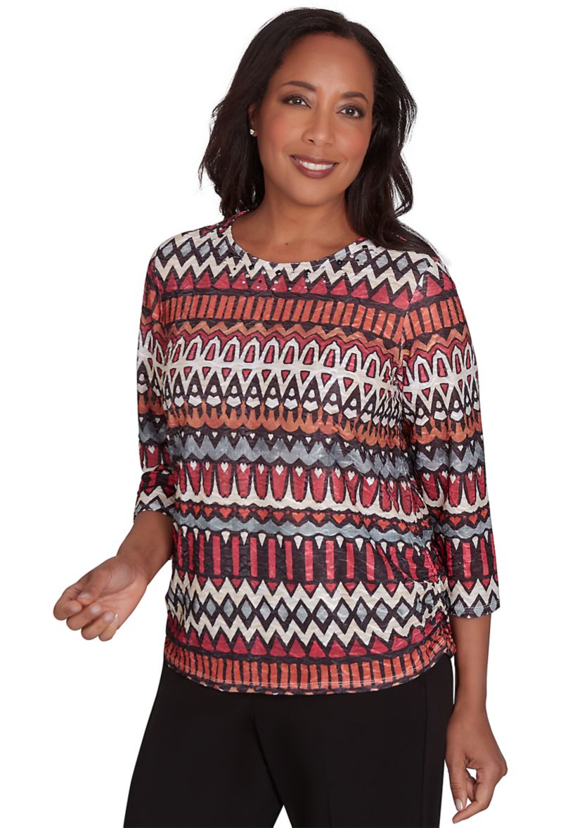 Womens Runway Ready Geometric Biadere Top