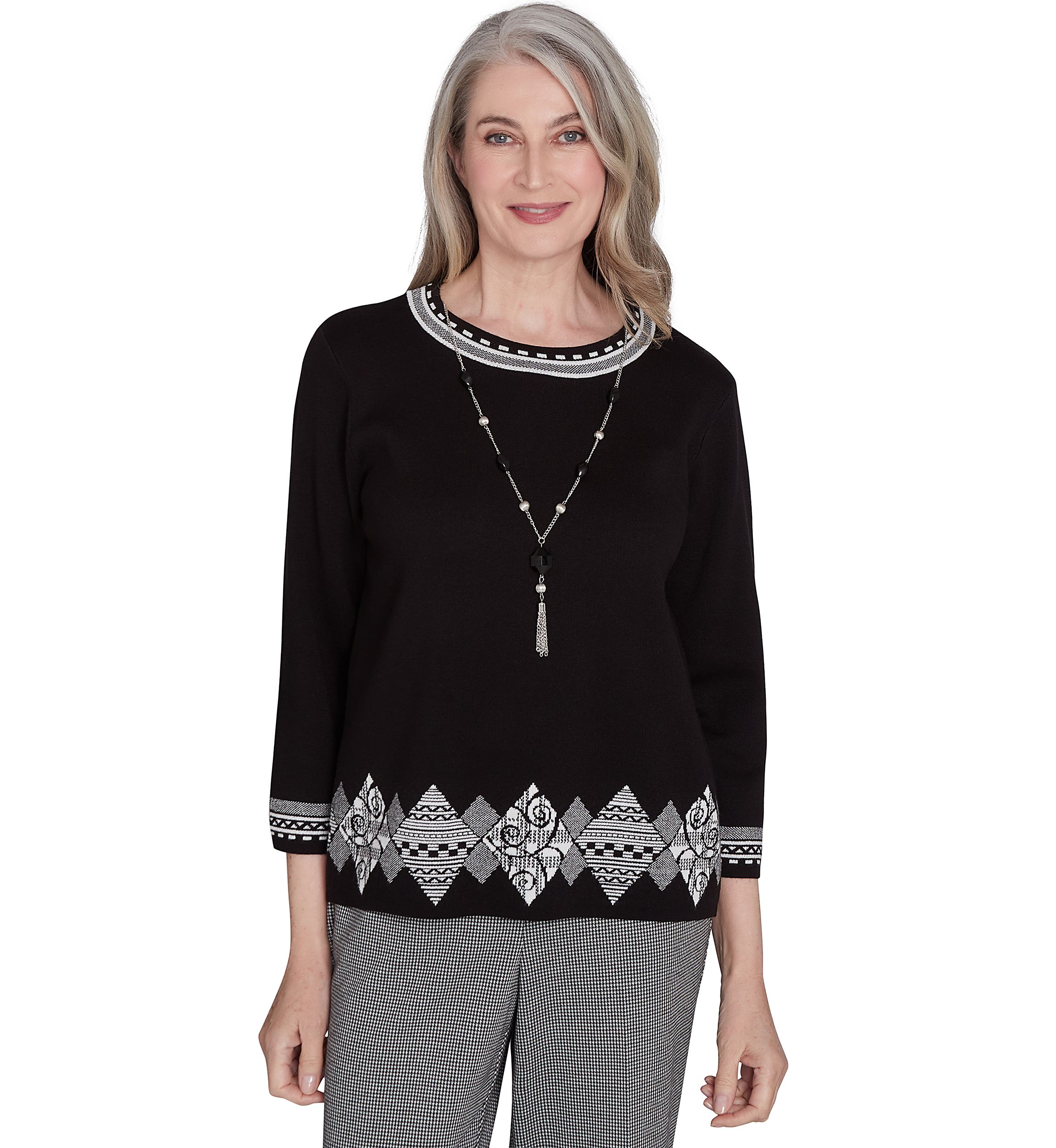 Womens Runway Ready Diamond Border Top