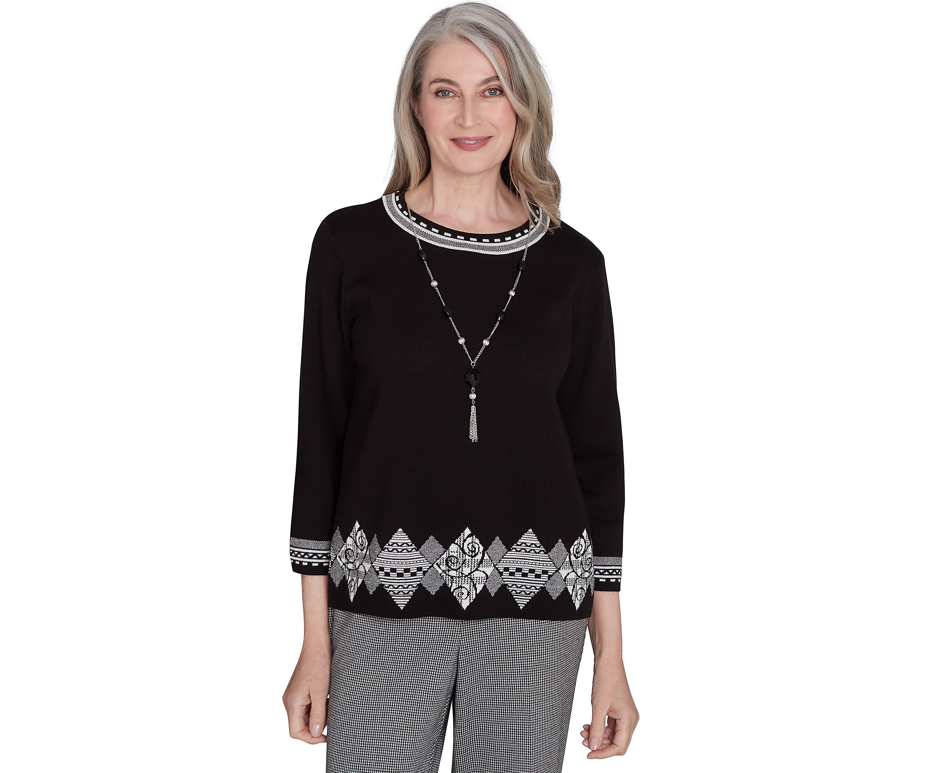 Womens Runway Ready Diamond Border Top