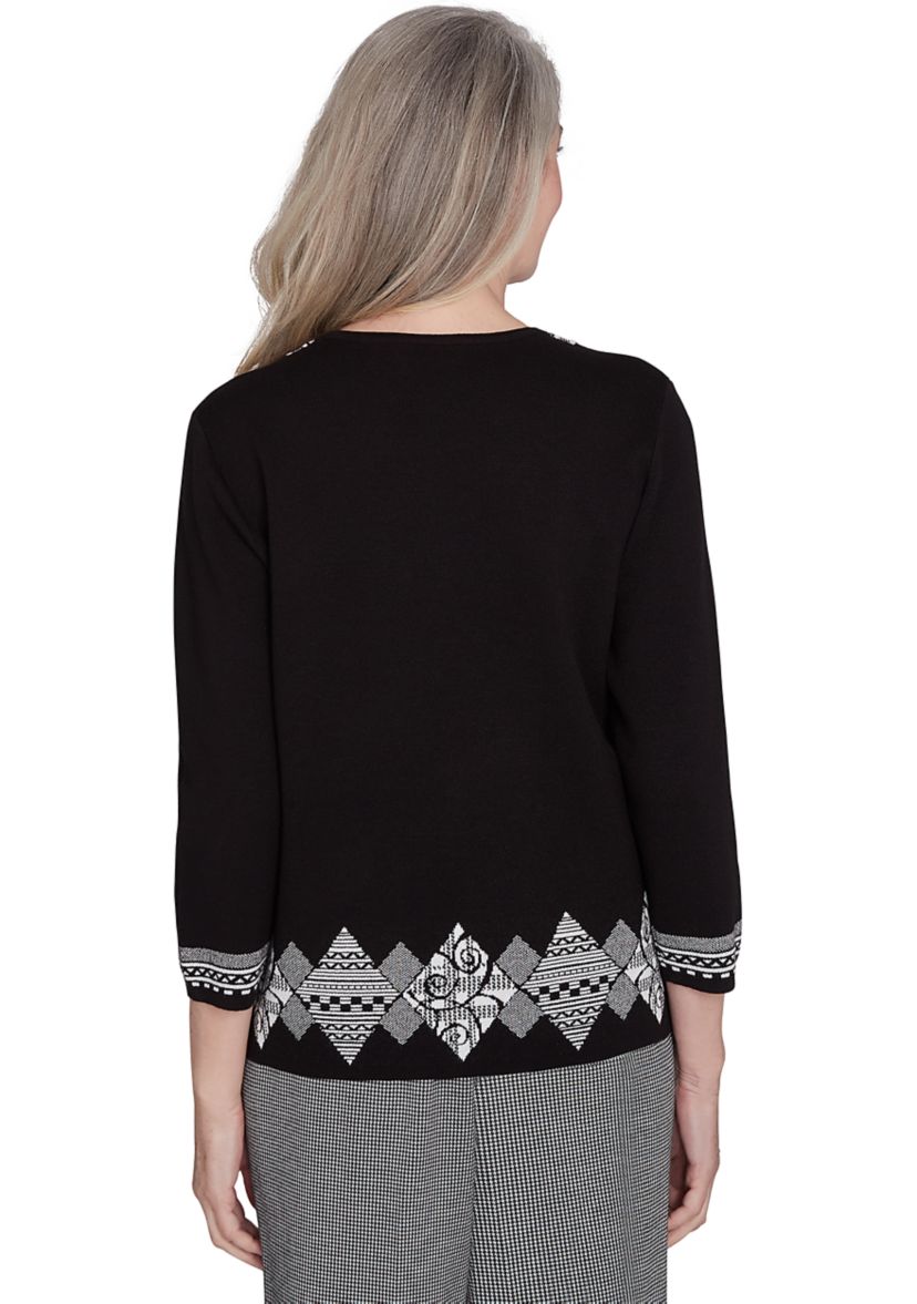Womens Runway Ready Diamond Border Top