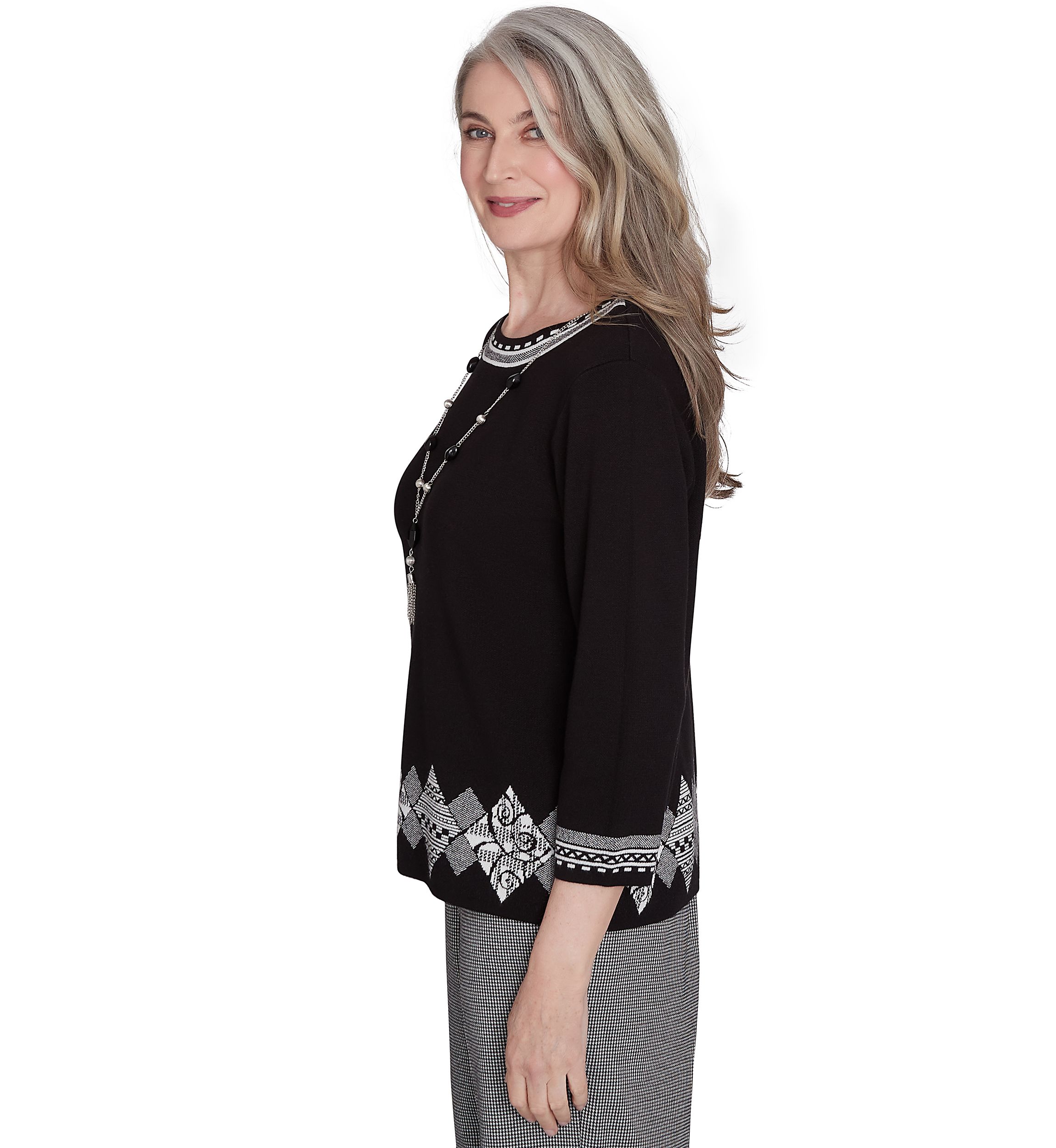 Womens Runway Ready Diamond Border Top