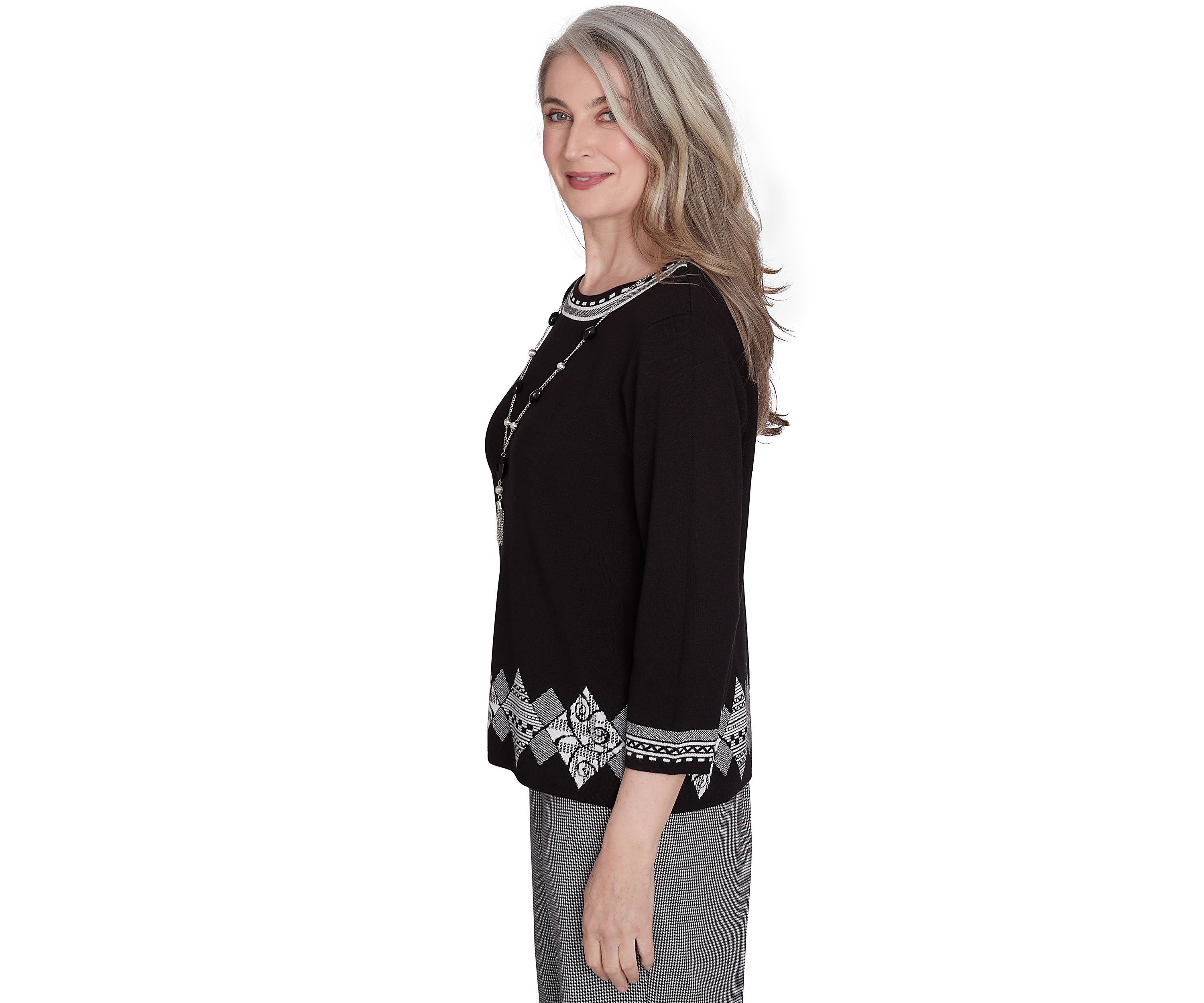 Womens Runway Ready Diamond Border Top