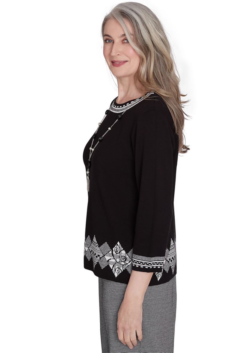 Womens Runway Ready Diamond Border Top