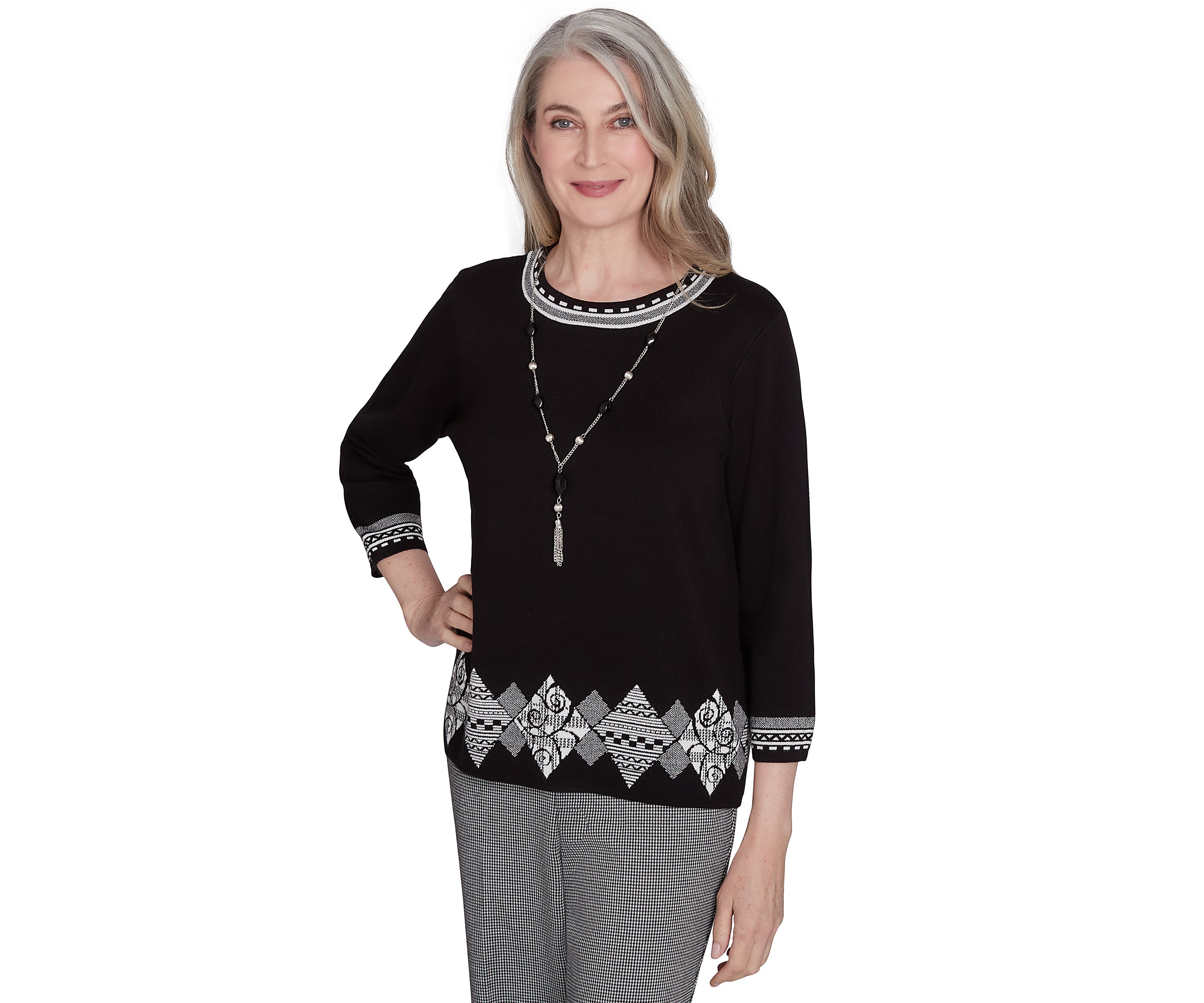 Womens Runway Ready Diamond Border Top