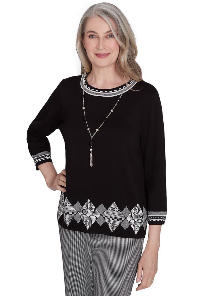 Womens Runway Ready Diamond Border Top