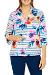 Womens Calypso Floral Print Knit Jacket 