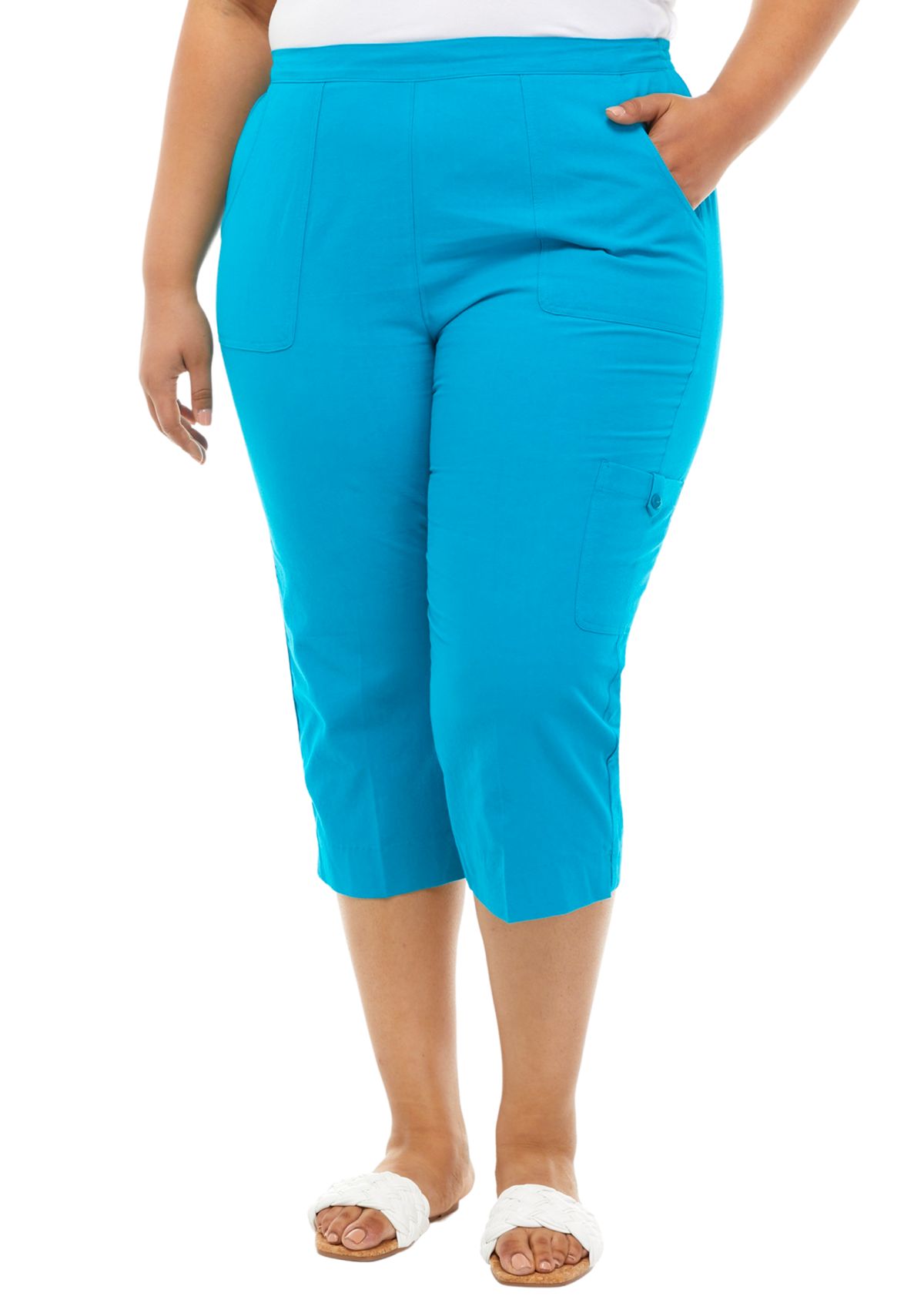 Plus Size Cargo Pocket Capris 