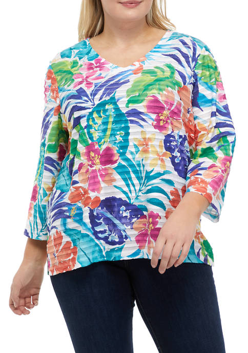 Alfred Dunner Plus Size Tropical Floral Top