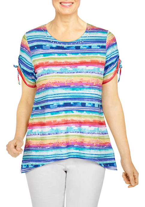 Alfred Dunner Petite Etched Watercolor Stripe T-Shirt