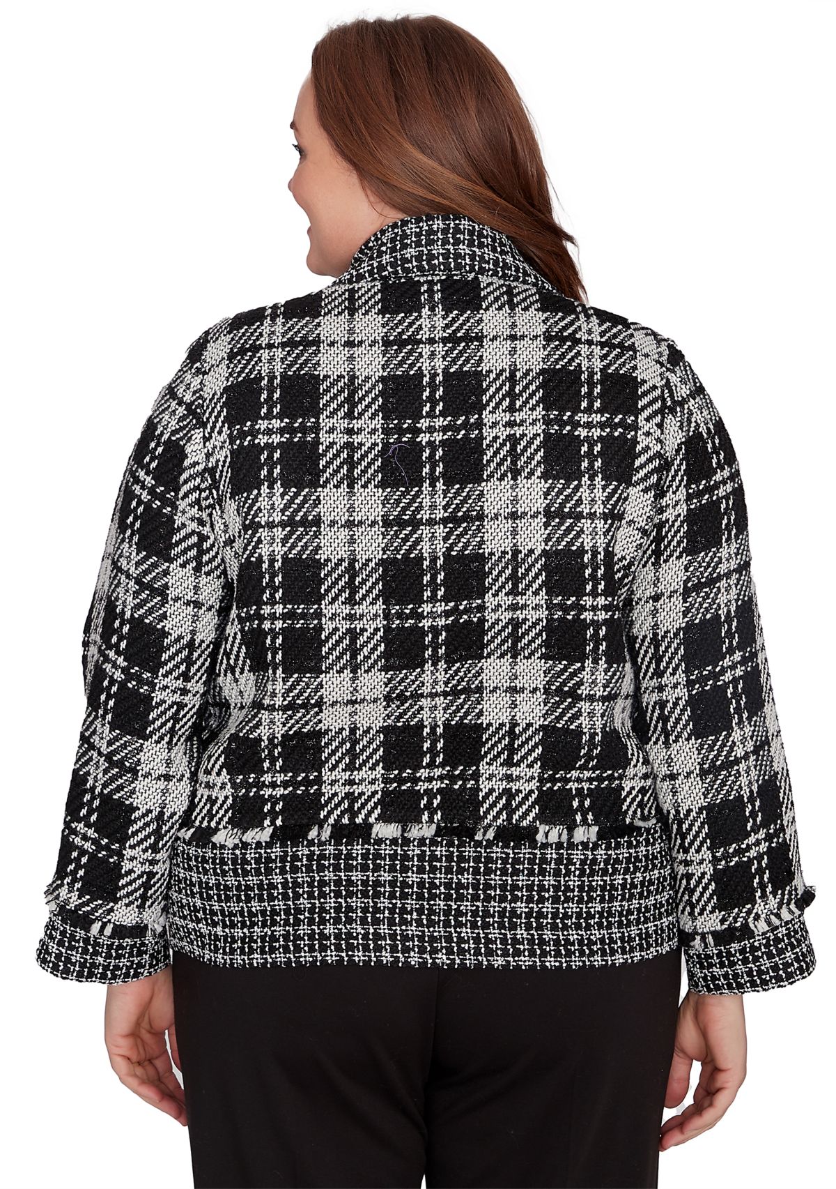 Plus Size Runway Ready Spliced Bouclé Jacket
