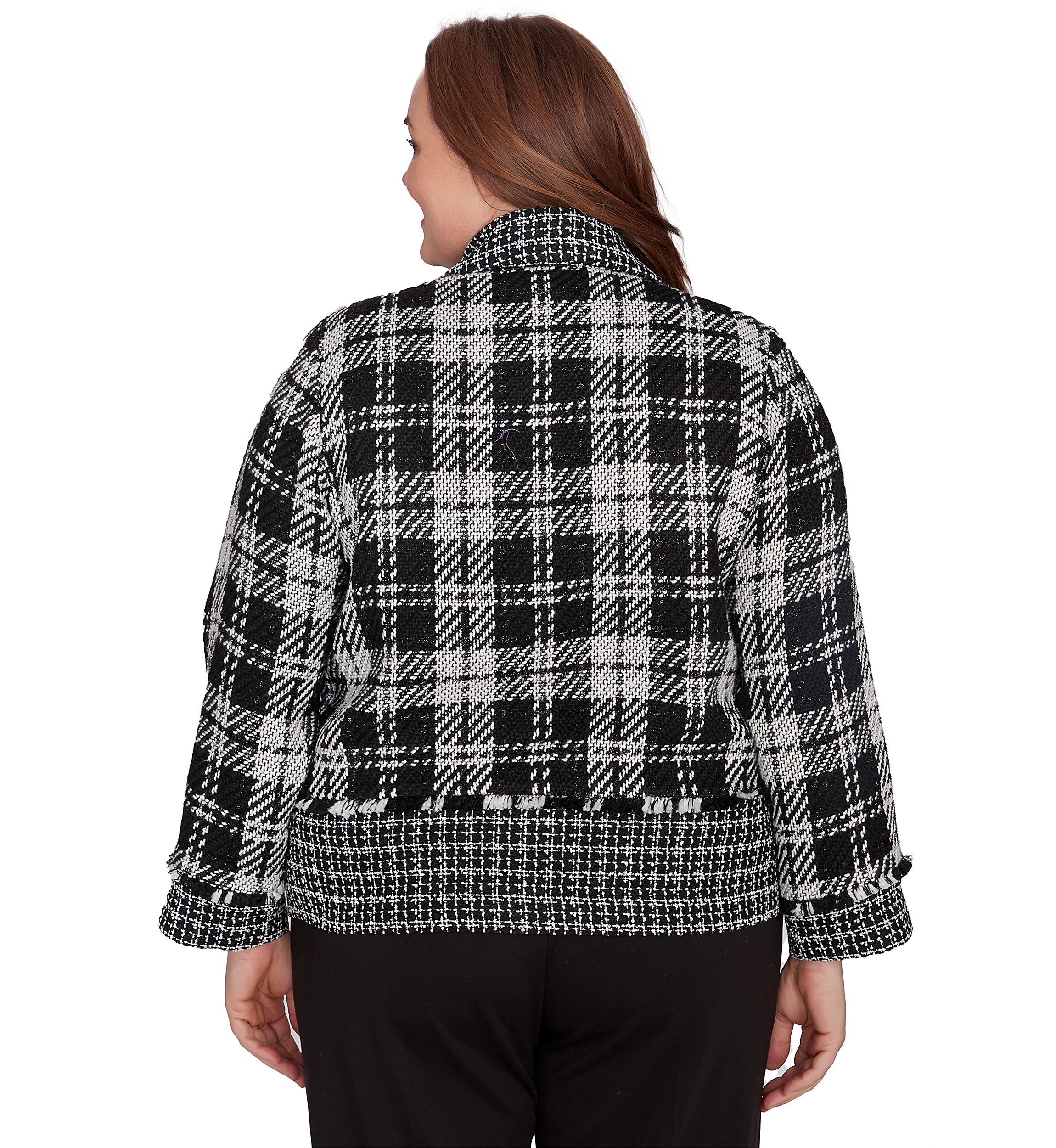 Plus Size Runway Ready Spliced Bouclé Jacket