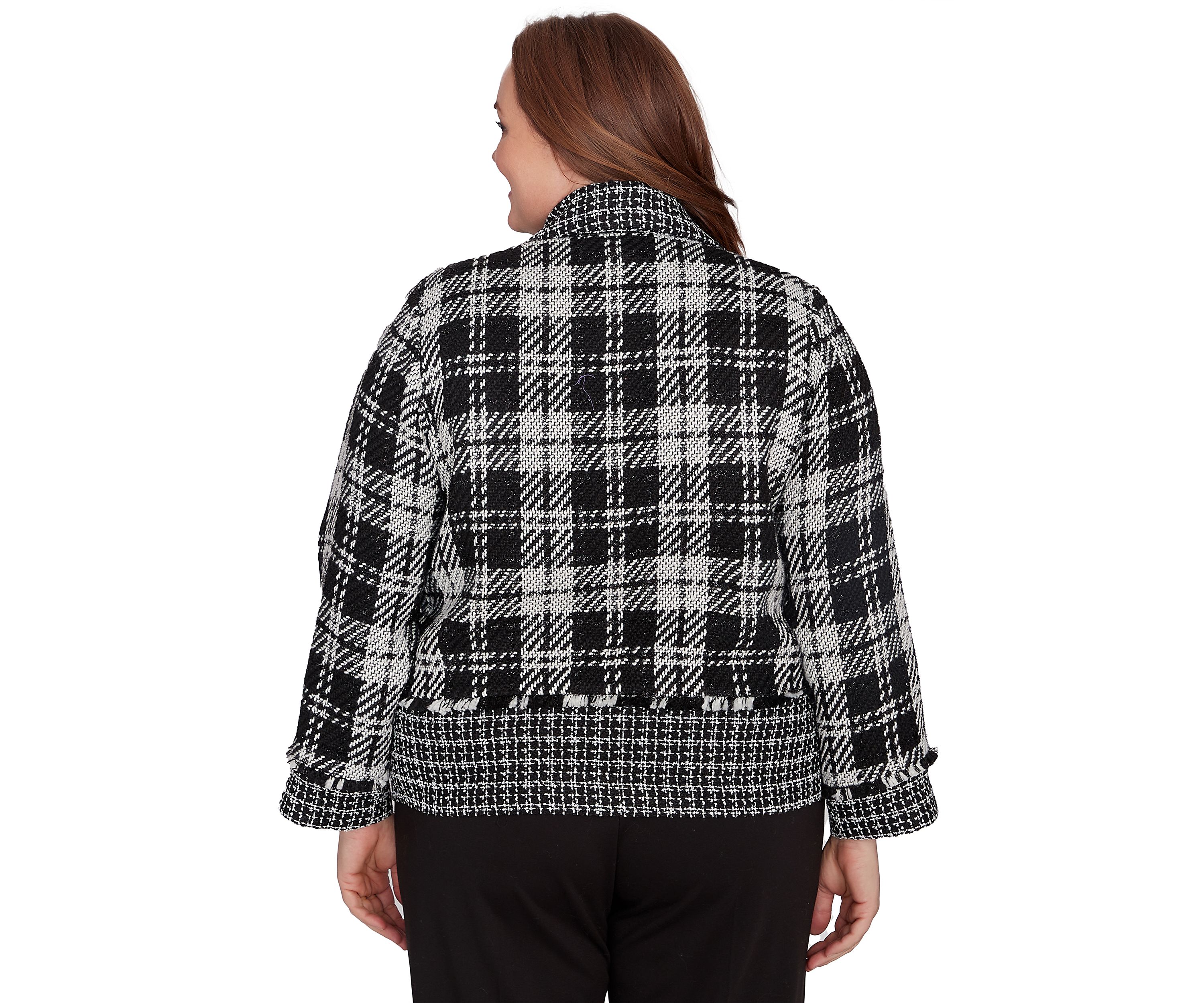 Plus Size Runway Ready Spliced Bouclé Jacket