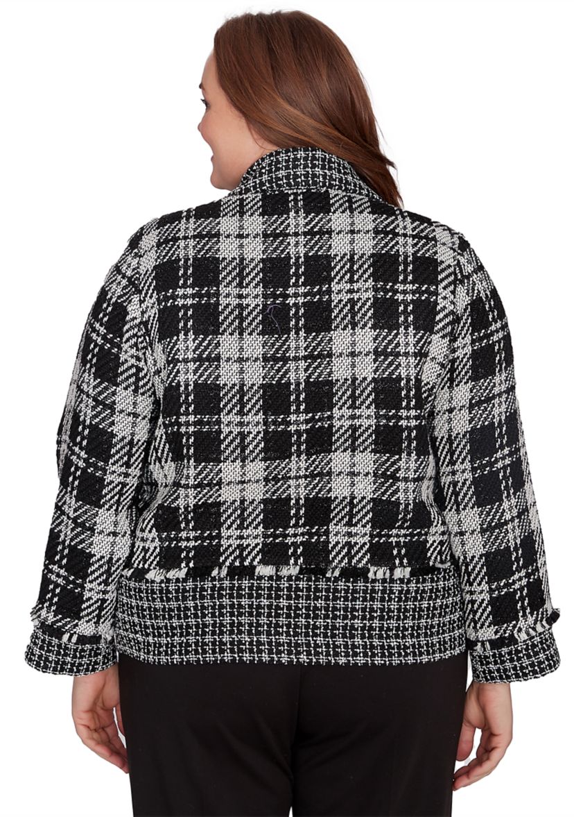 Plus Size Runway Ready Spliced Bouclé Jacket