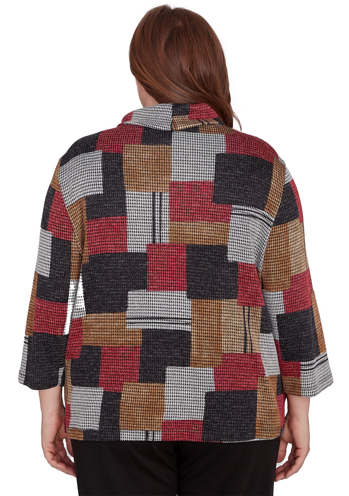 Plus Size Runway Ready Houndstooth Patchwork Top