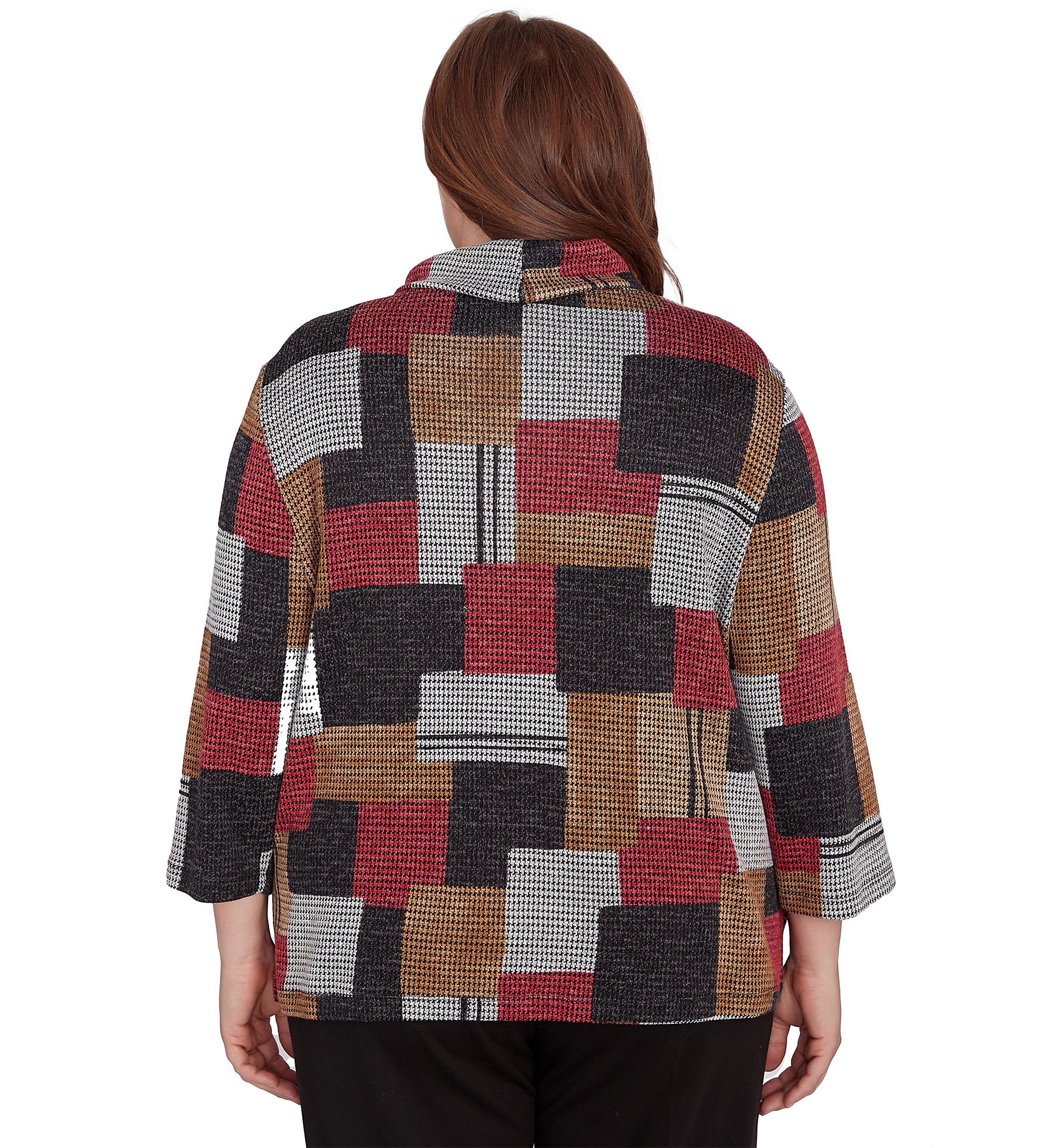 Plus Size Runway Ready Houndstooth Patchwork Top