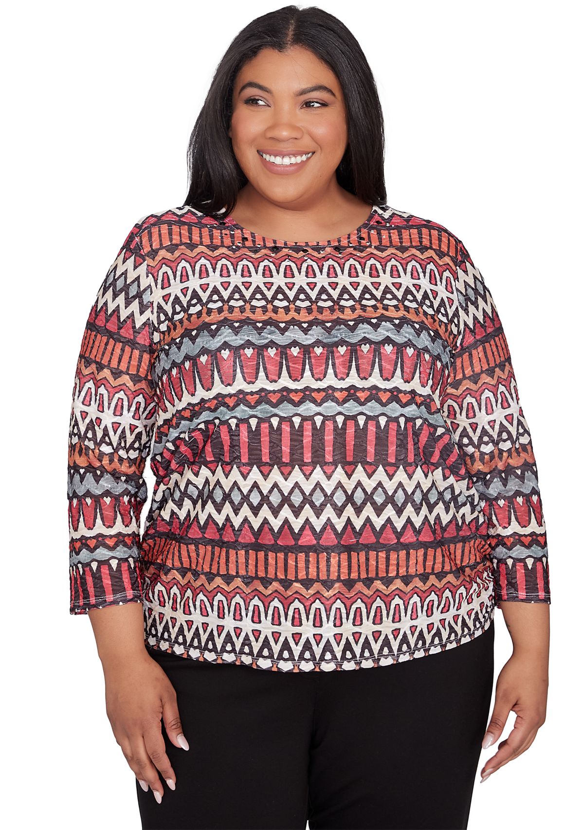 Plus Size Runway Ready Geometric Biadere Top 