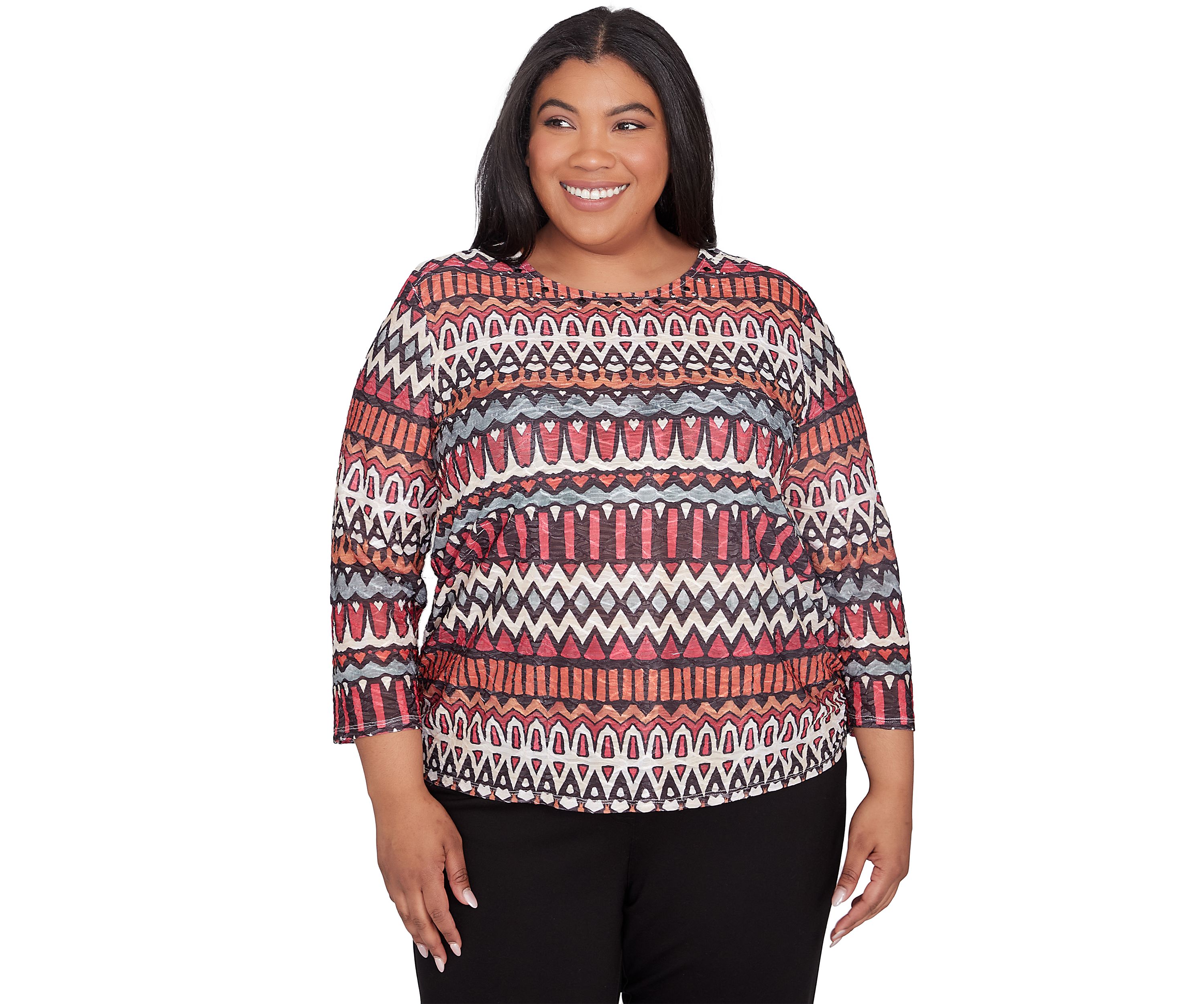 Plus Size Runway Ready Geometric Biadere Top 