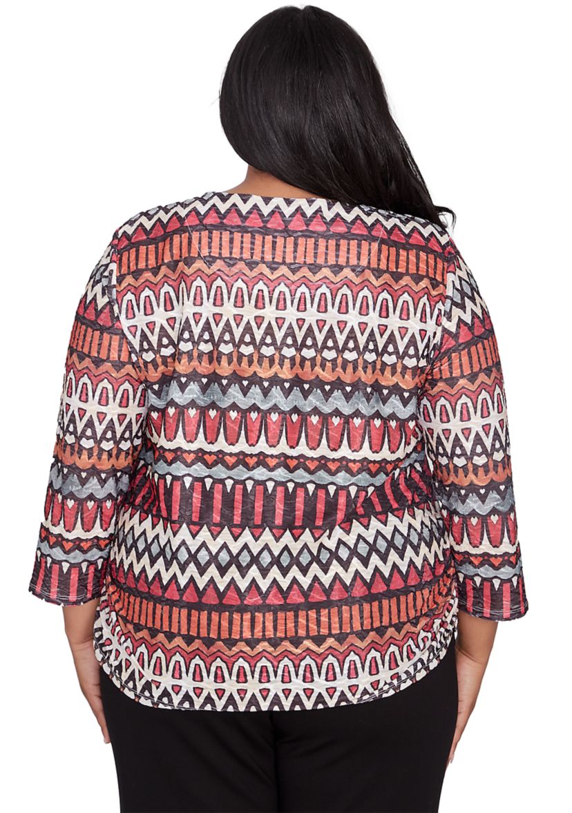 Plus Size Runway Ready Geometric Biadere Top 