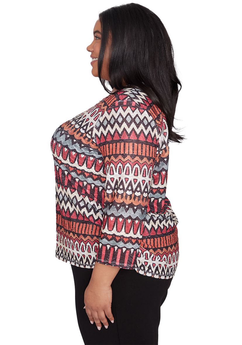 Plus Size Runway Ready Geometric Biadere Top 