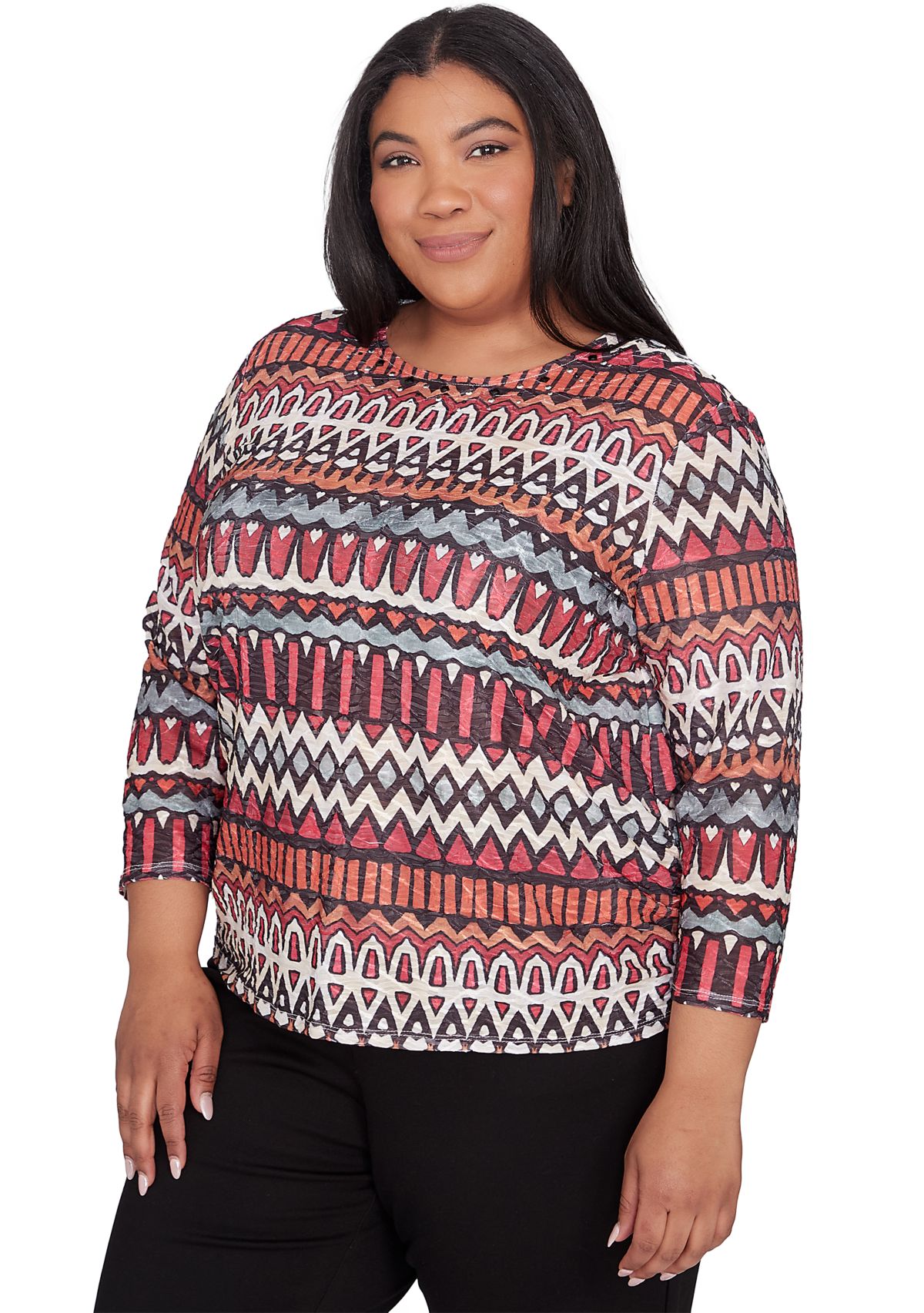 Plus Size Runway Ready Geometric Biadere Top 