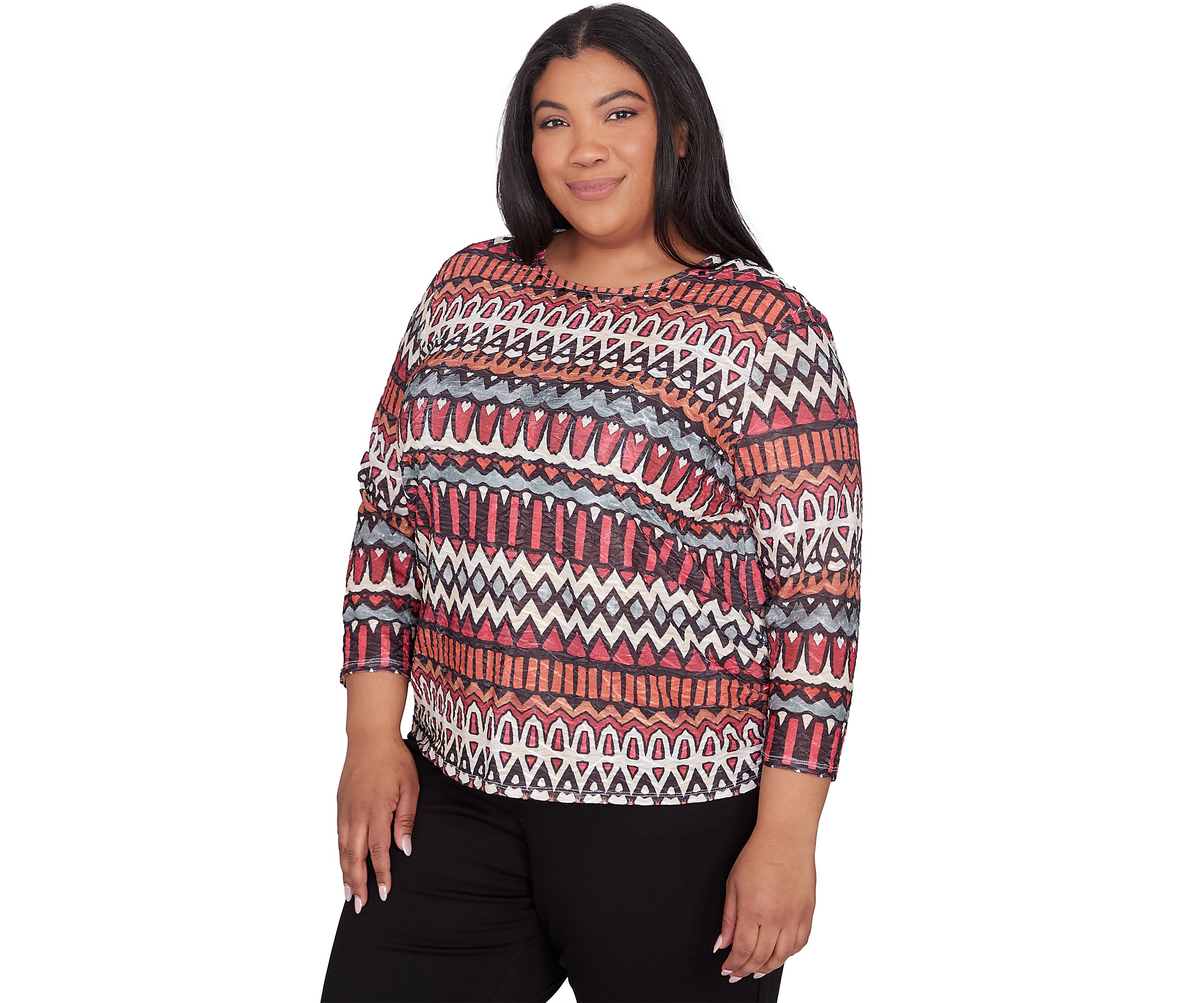 Plus Size Runway Ready Geometric Biadere Top 