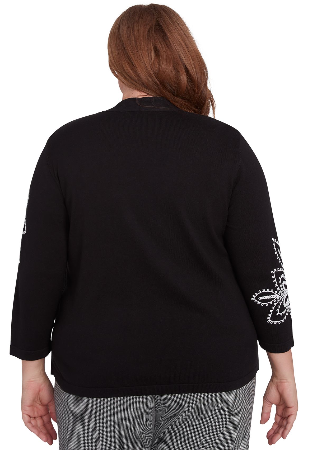 Plus Size Runway Ready Embroidered Outer Two In One Cardigan and Tank 