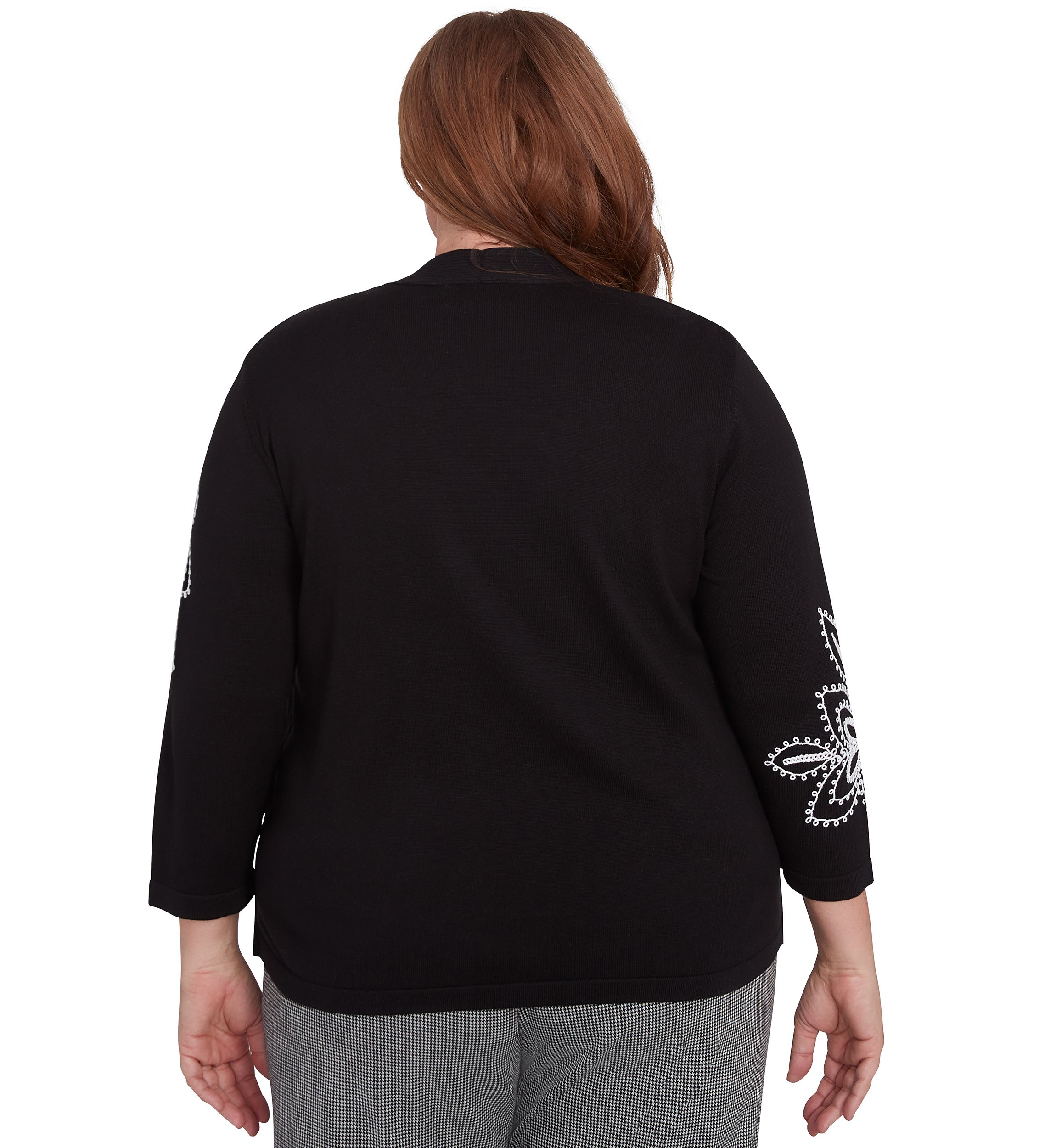 Plus Size Runway Ready Embroidered Outer Two In One Cardigan and Tank 