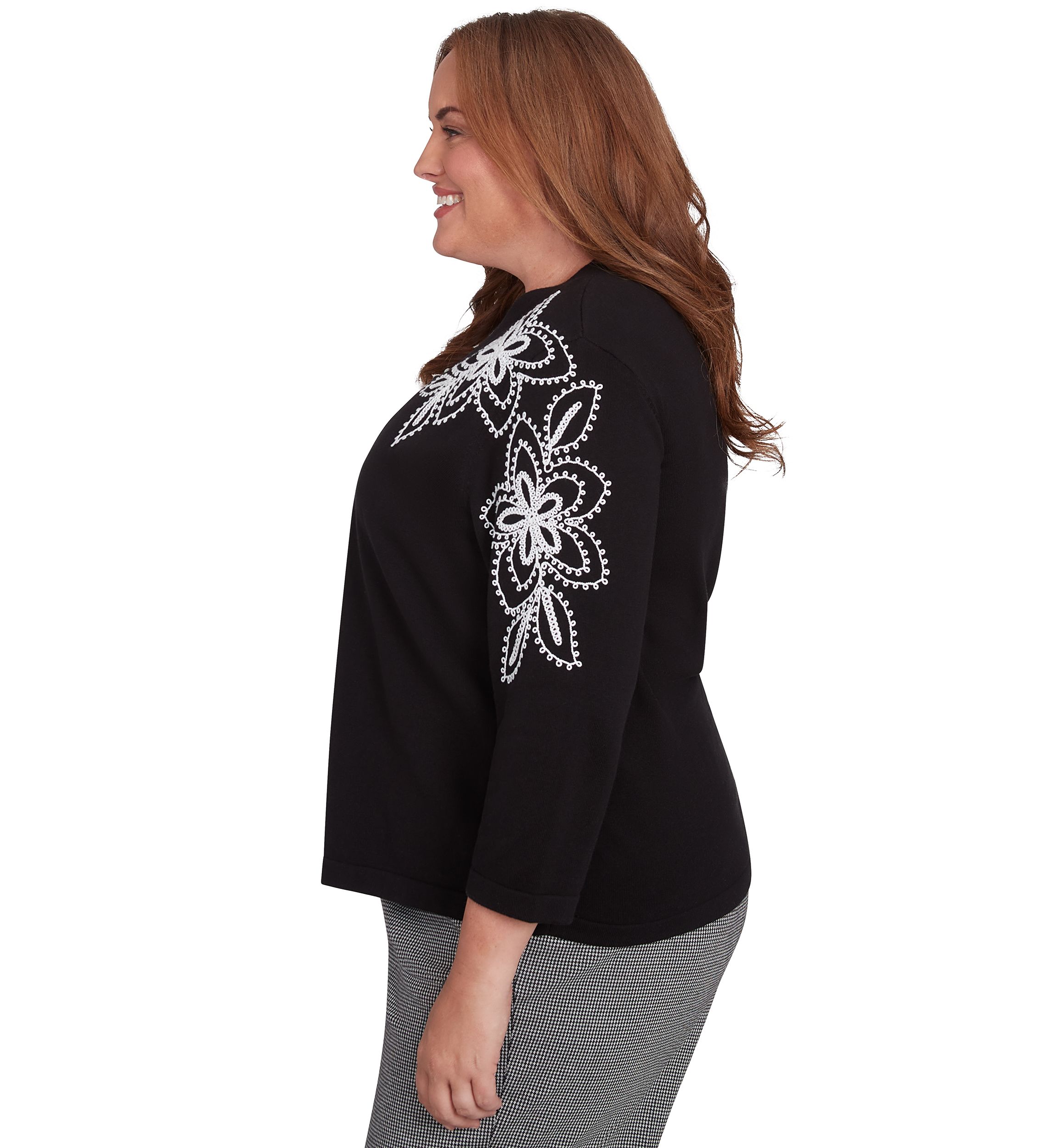 Plus Size Runway Ready Embroidered Outer Two In One Cardigan and Tank 