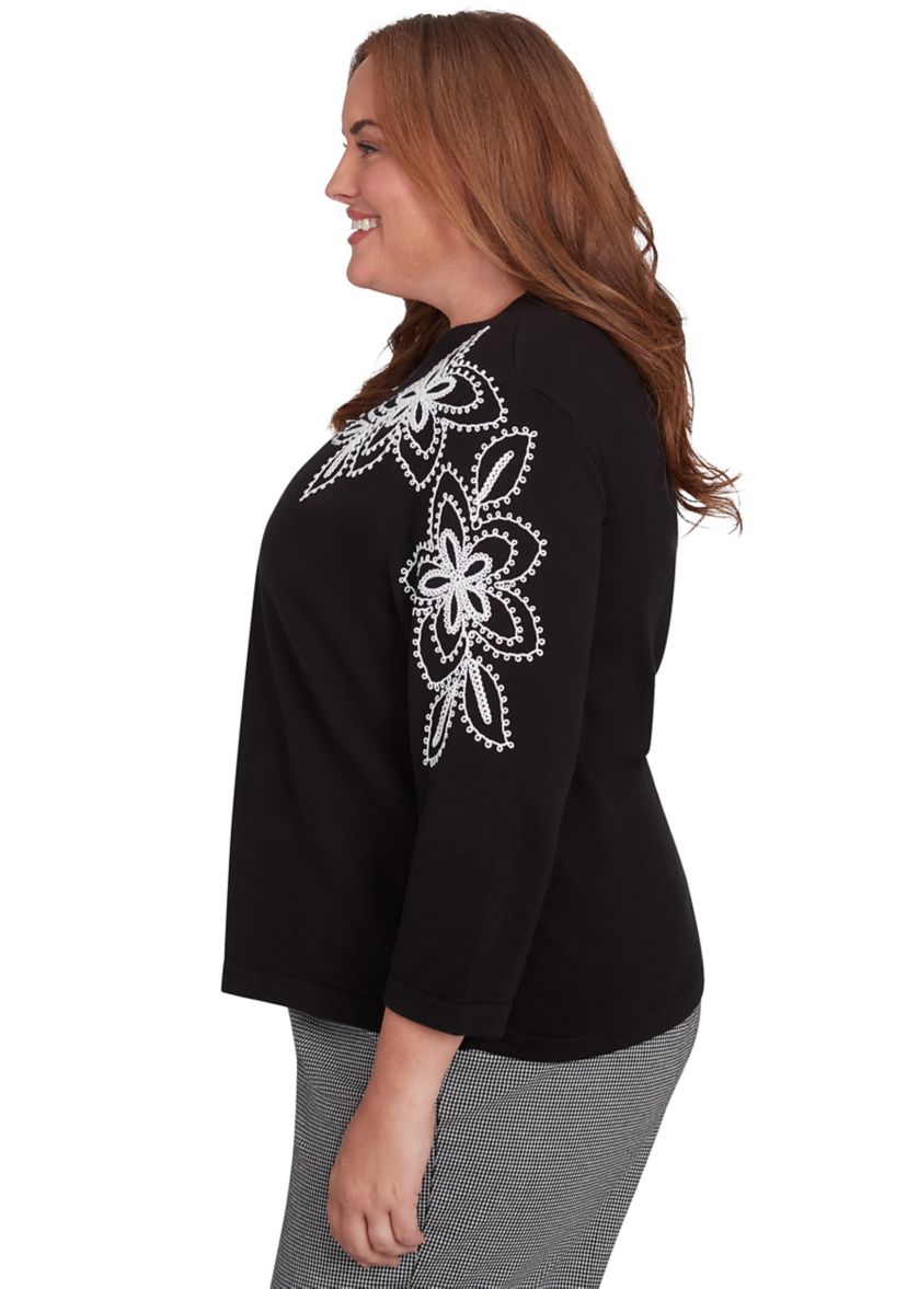 Plus Size Runway Ready Embroidered Outer Two In One Cardigan and Tank 
