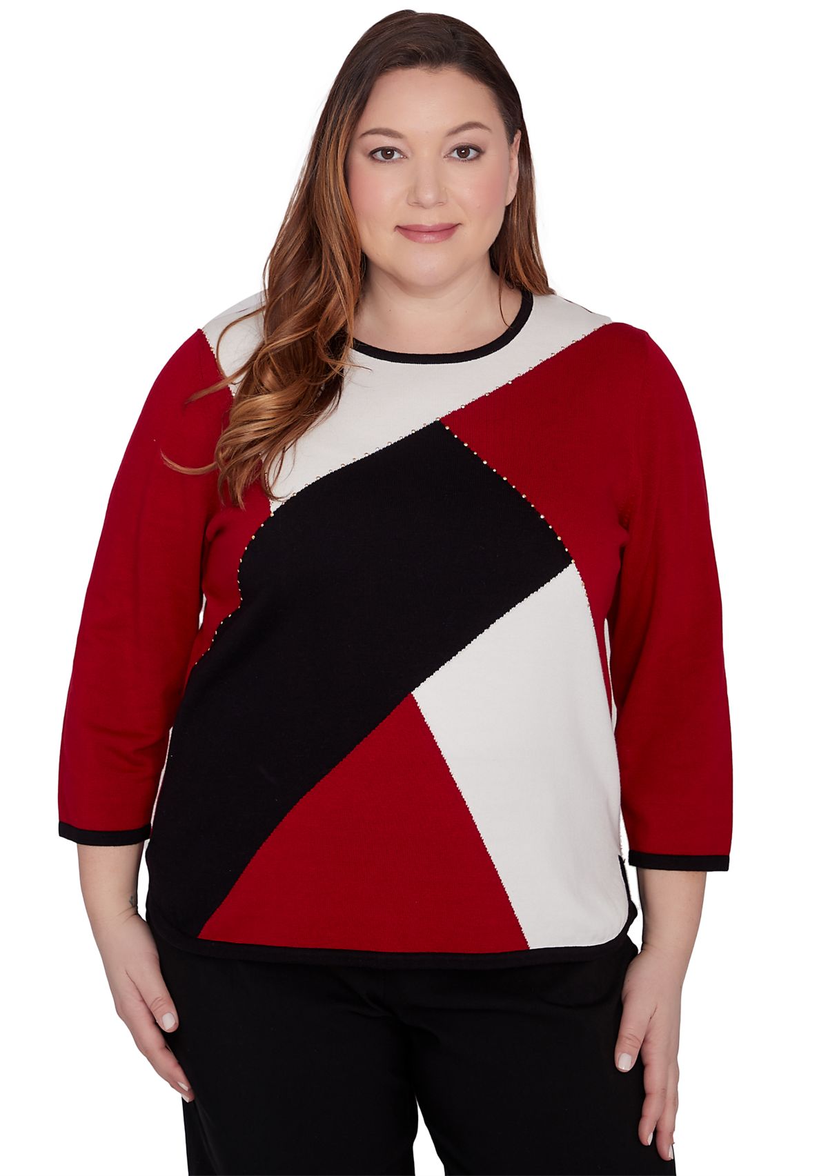 Plus Size Runway Ready Color Blocked Sweater