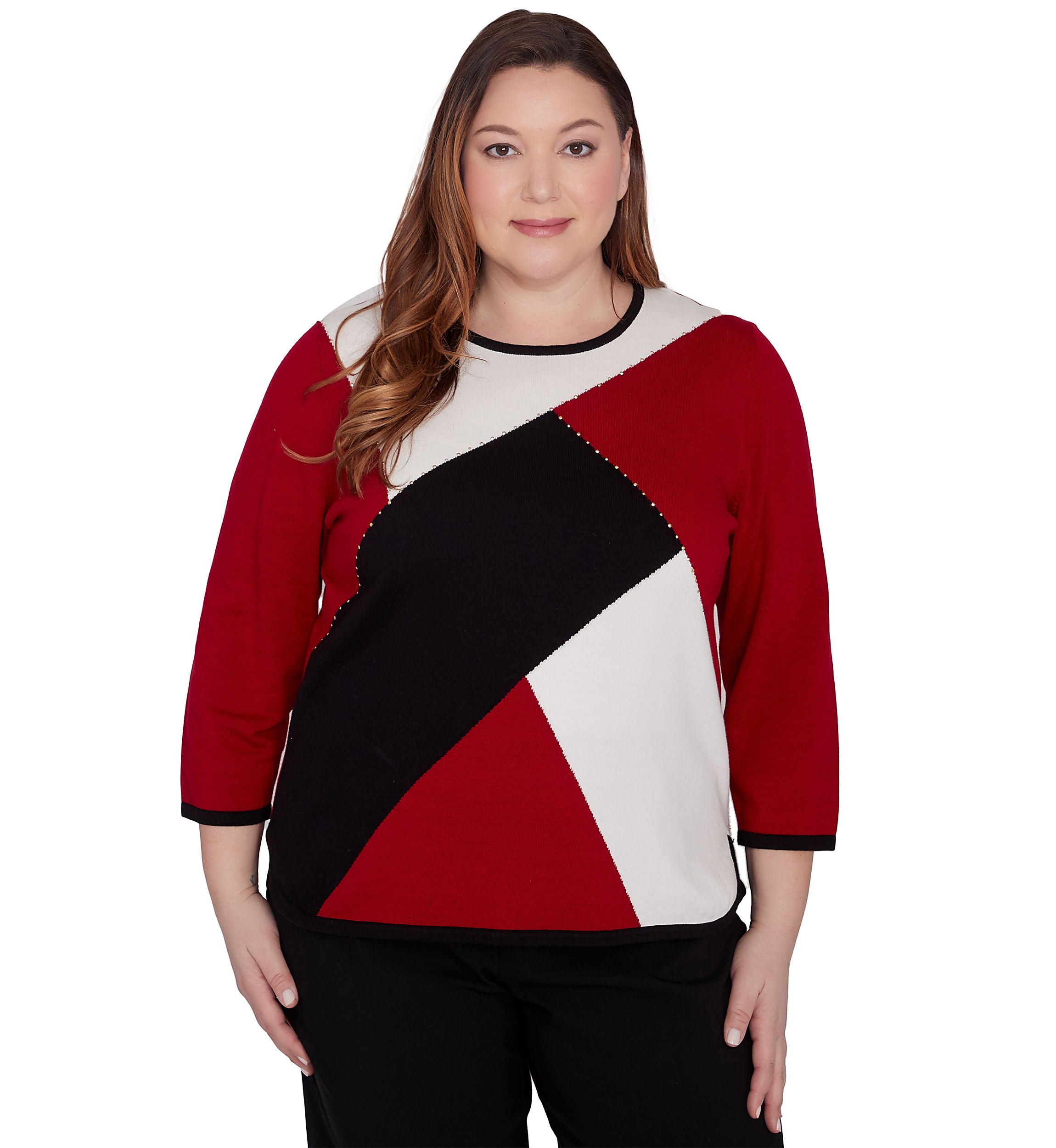 Plus Size Runway Ready Color Blocked Sweater