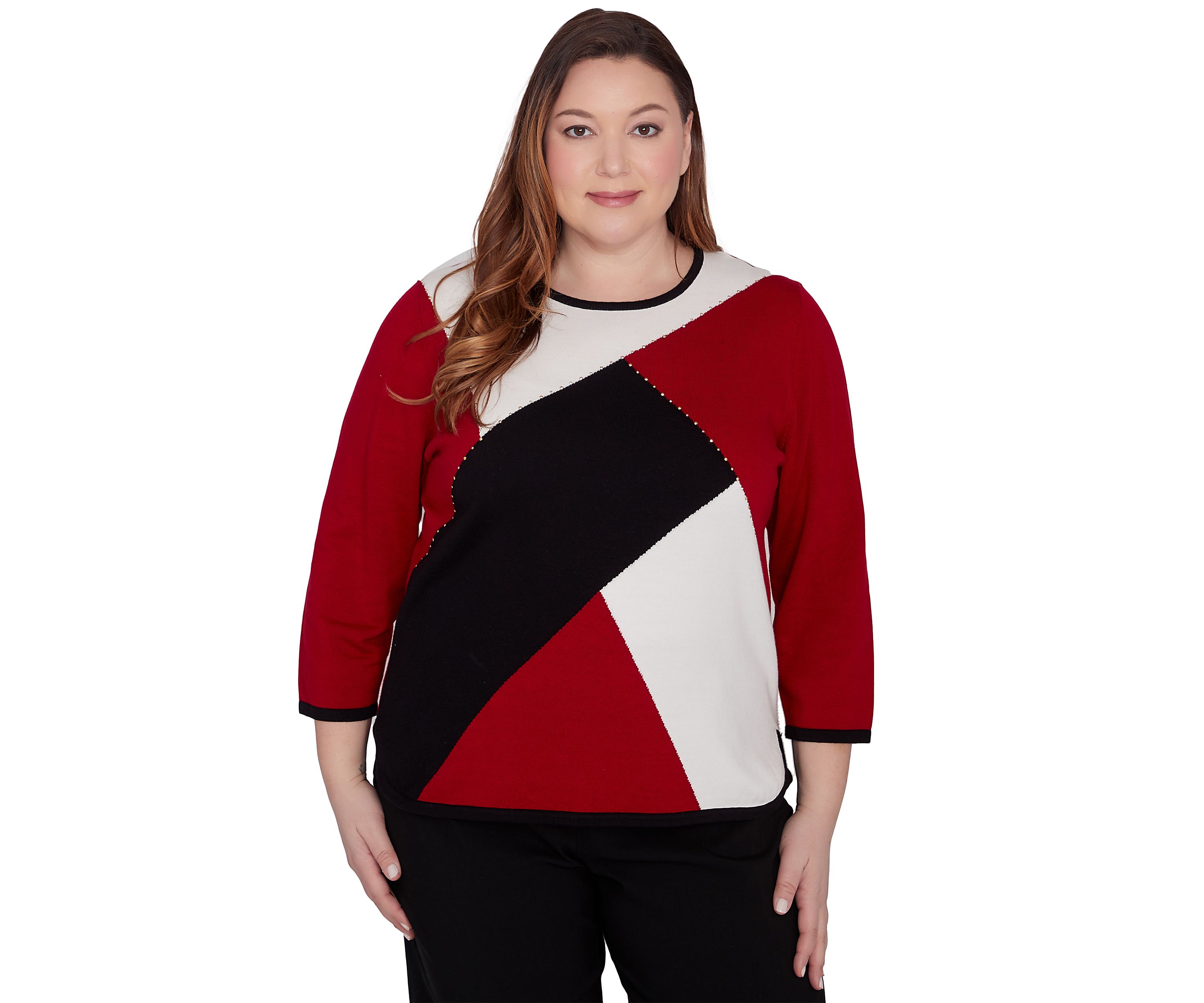 Plus Size Runway Ready Color Blocked Sweater