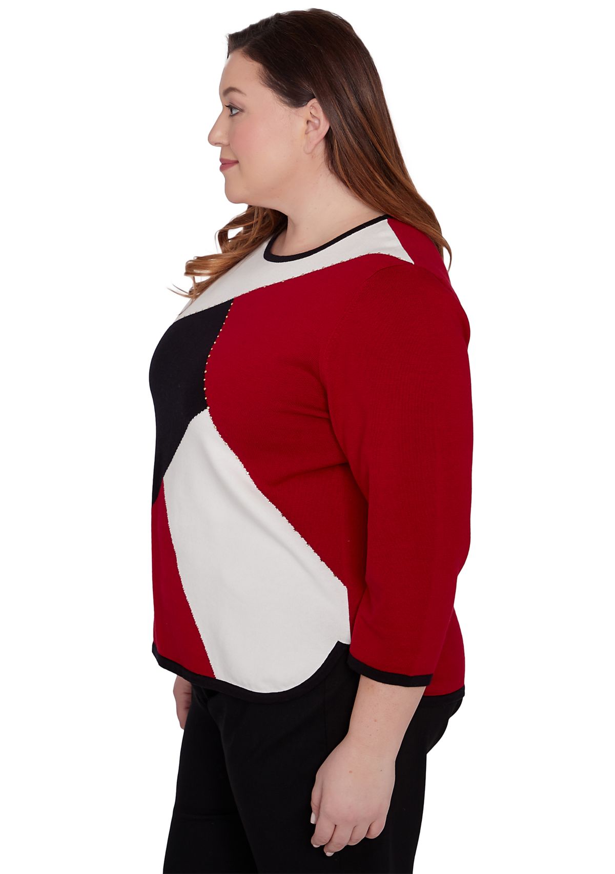 Plus Size Runway Ready Color Blocked Sweater