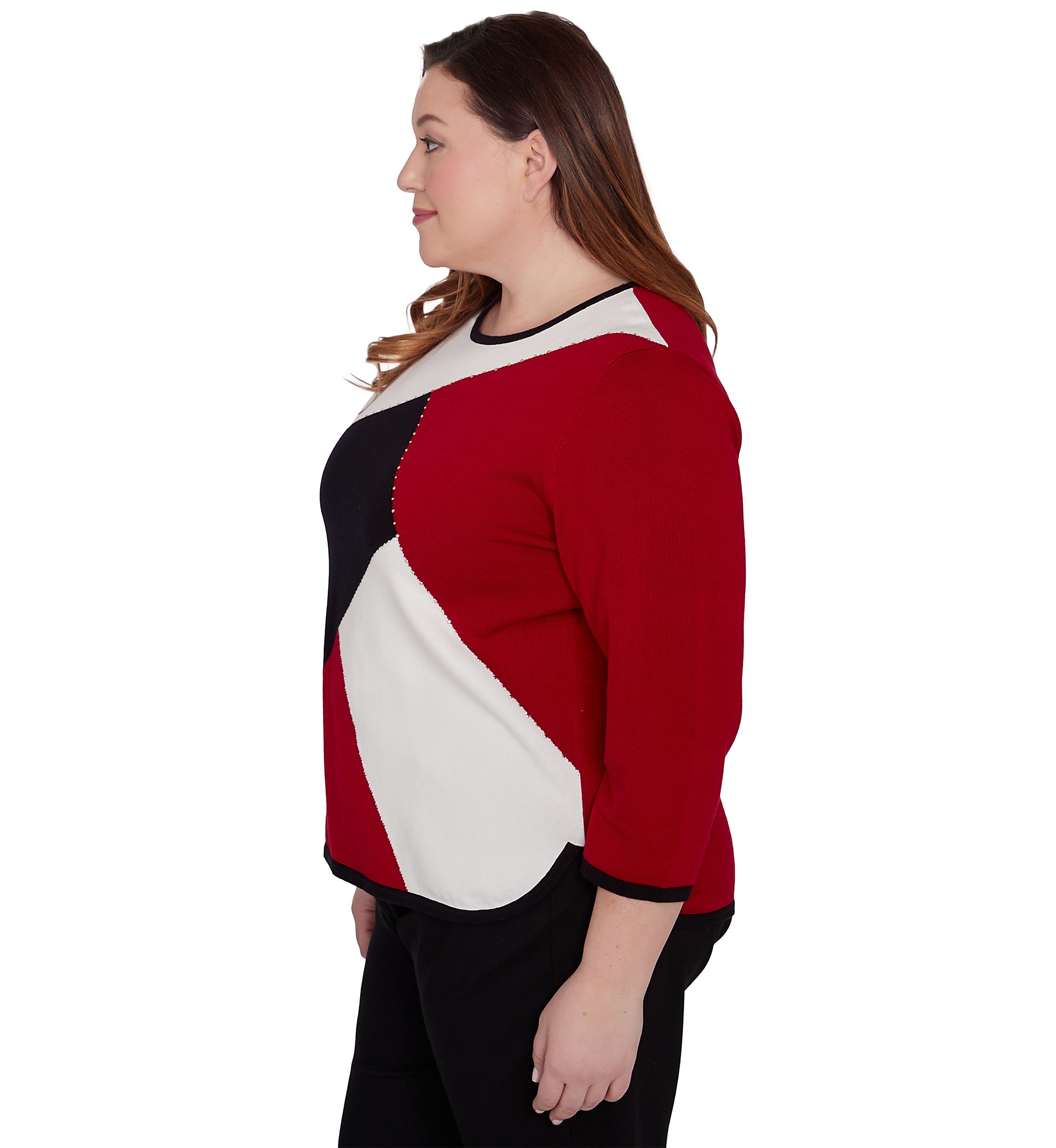 Plus Size Runway Ready Color Blocked Sweater