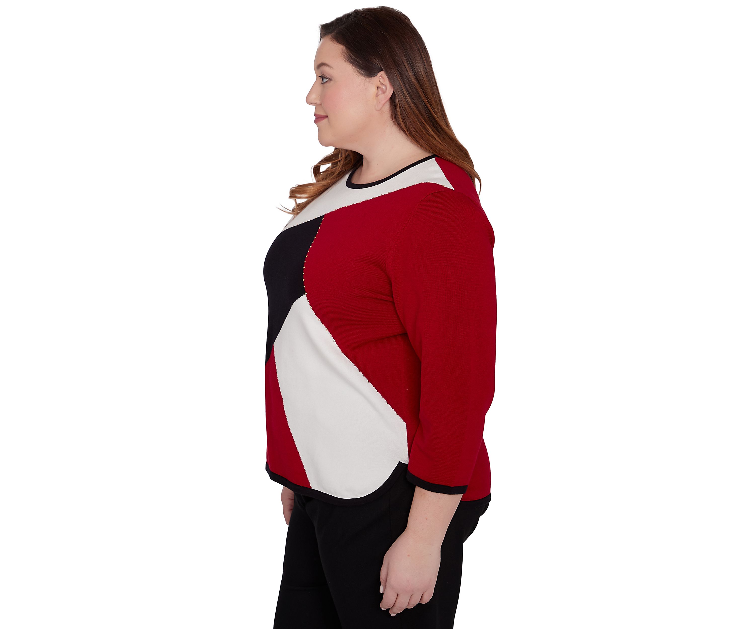 Plus Size Runway Ready Color Blocked Sweater