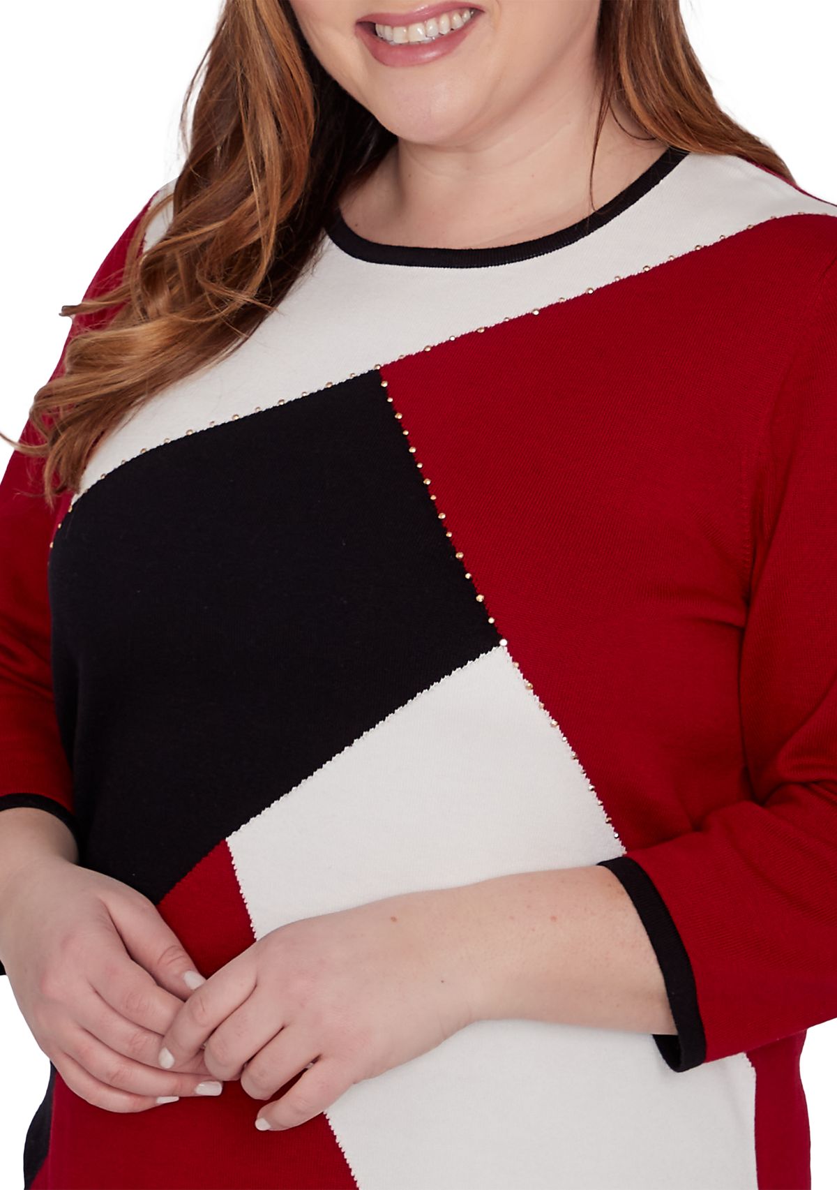 Plus Size Runway Ready Color Blocked Sweater