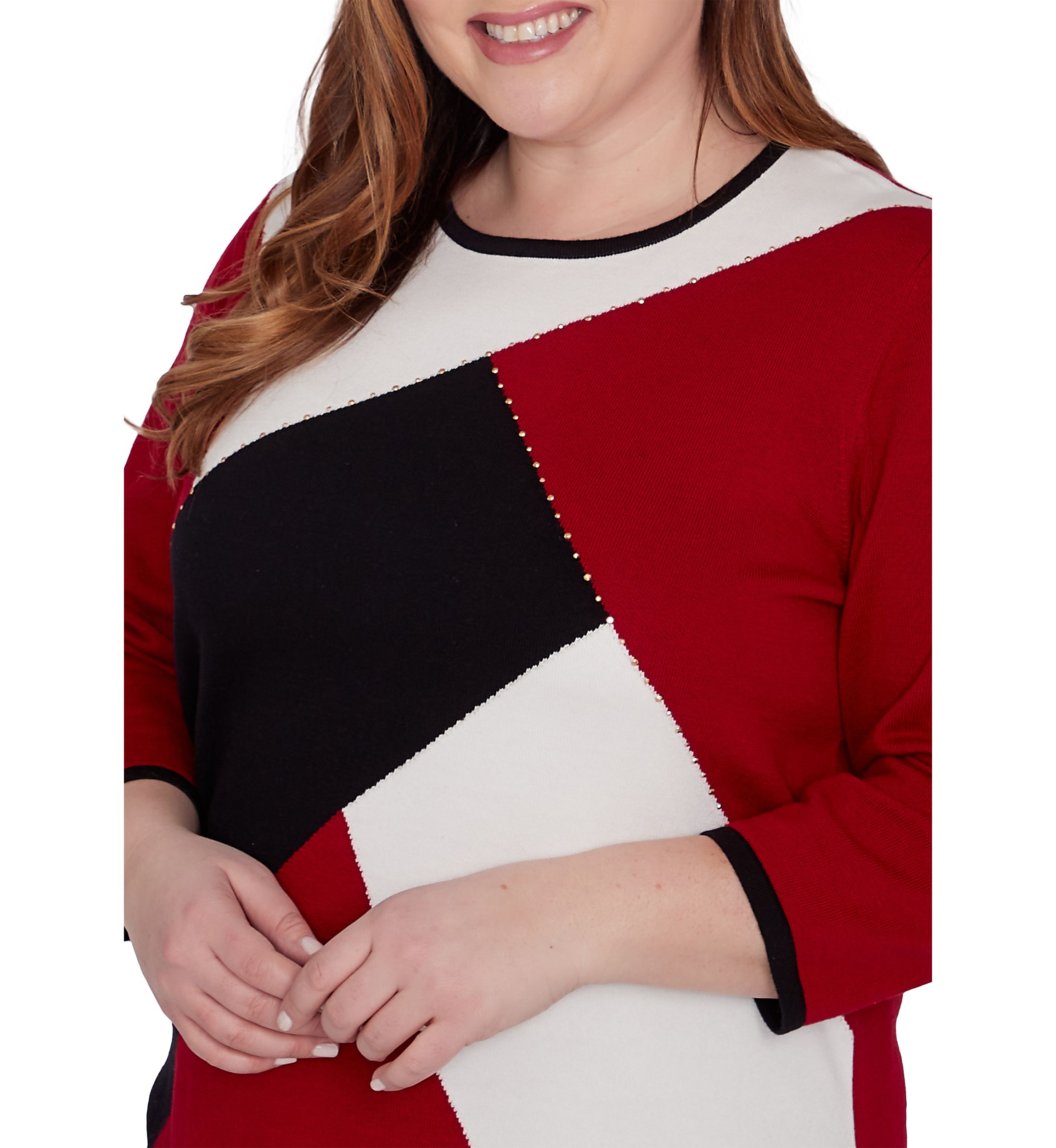 Plus Size Runway Ready Color Blocked Sweater